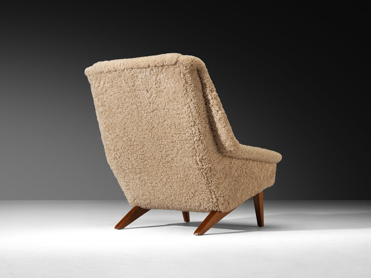 Folke Ohlsson for Fritz Hansen Lounge Chair in Sheepskin Seating Morentz