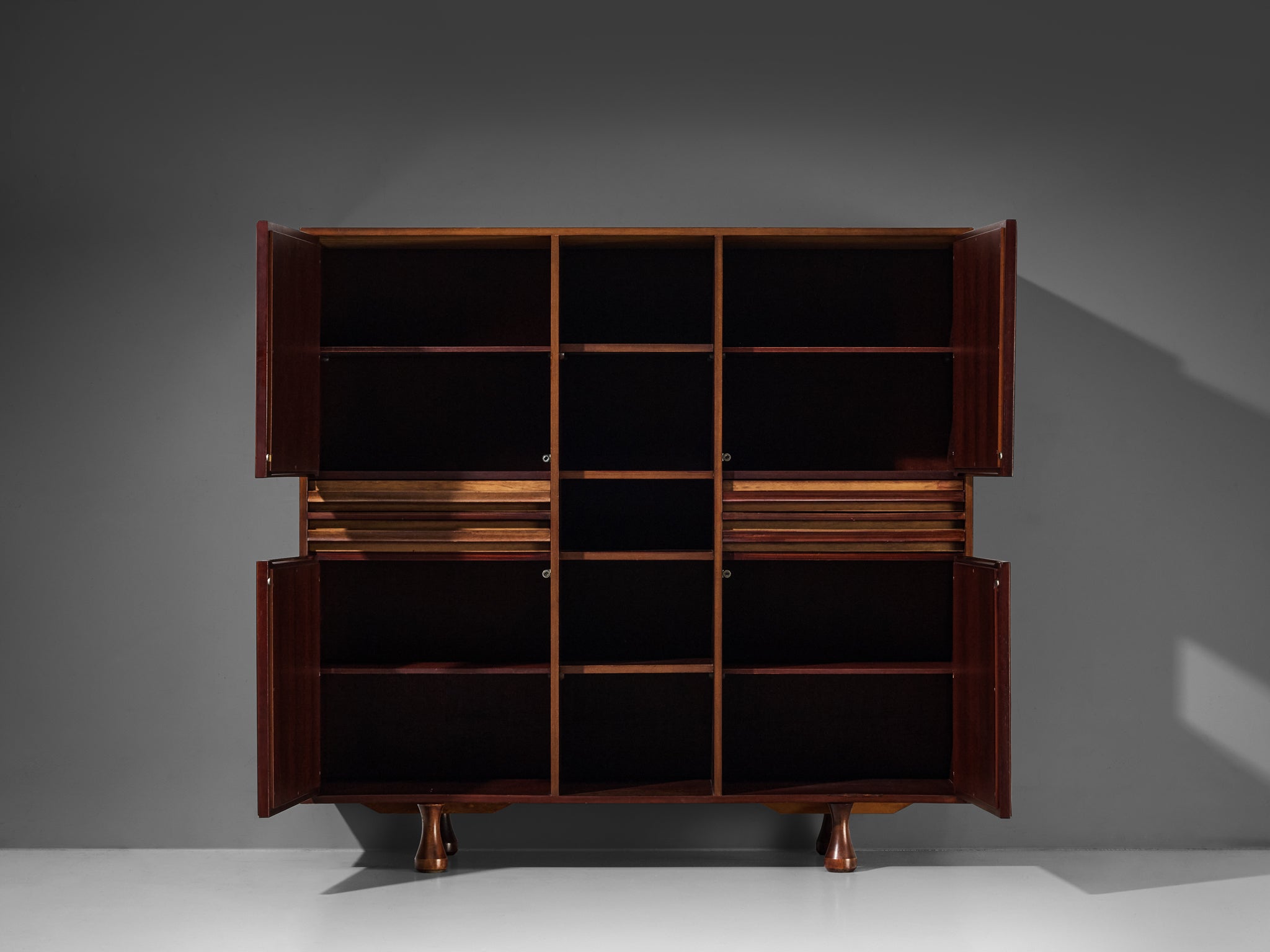 Angelo Mangiarotti for Sorgente dei Mobili Cabinet in Mahogany & Grasscloth Case pieces and storage cabinets Morentz