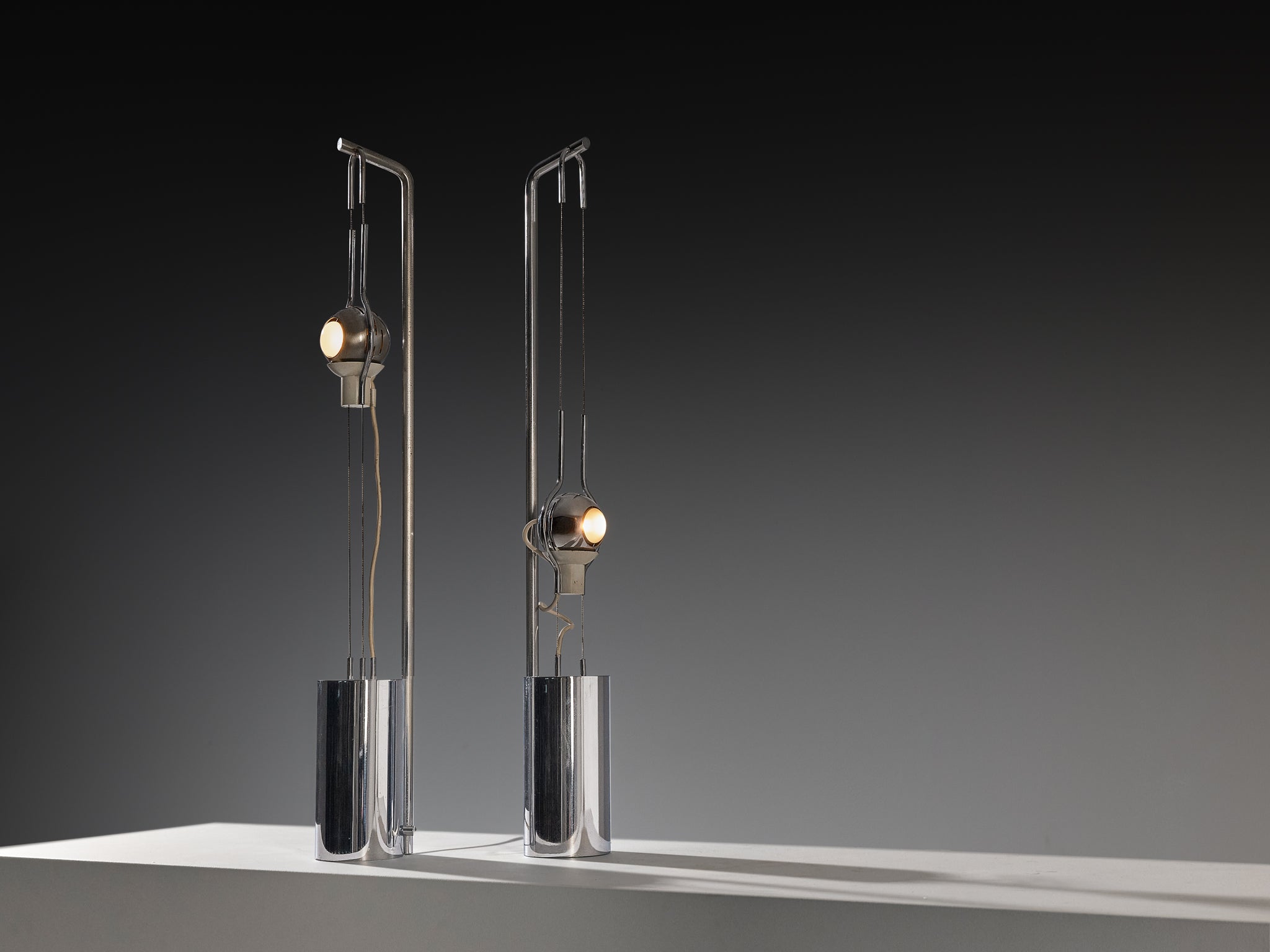 Angelo Lelii for Arredoluce ‘Filo Sfera’ Table Lamps with Magnetized Globe Lighting Morentz