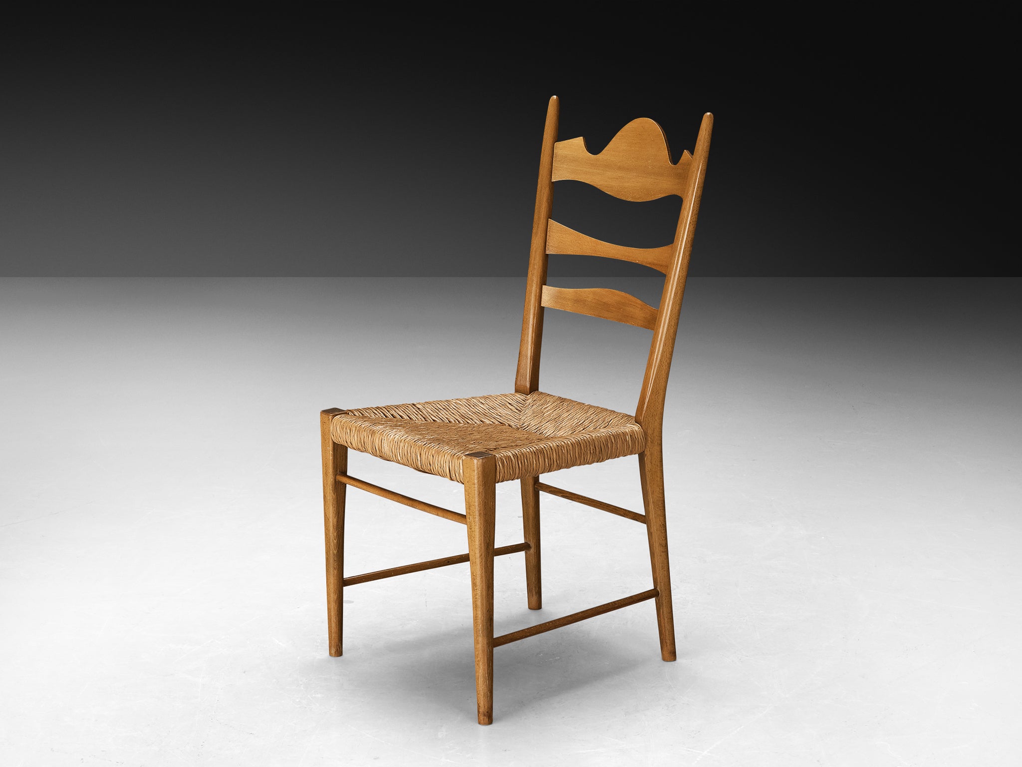 Pair of Italian Dining Chairs with Carved Backs and Straw Seats Seating Morentz