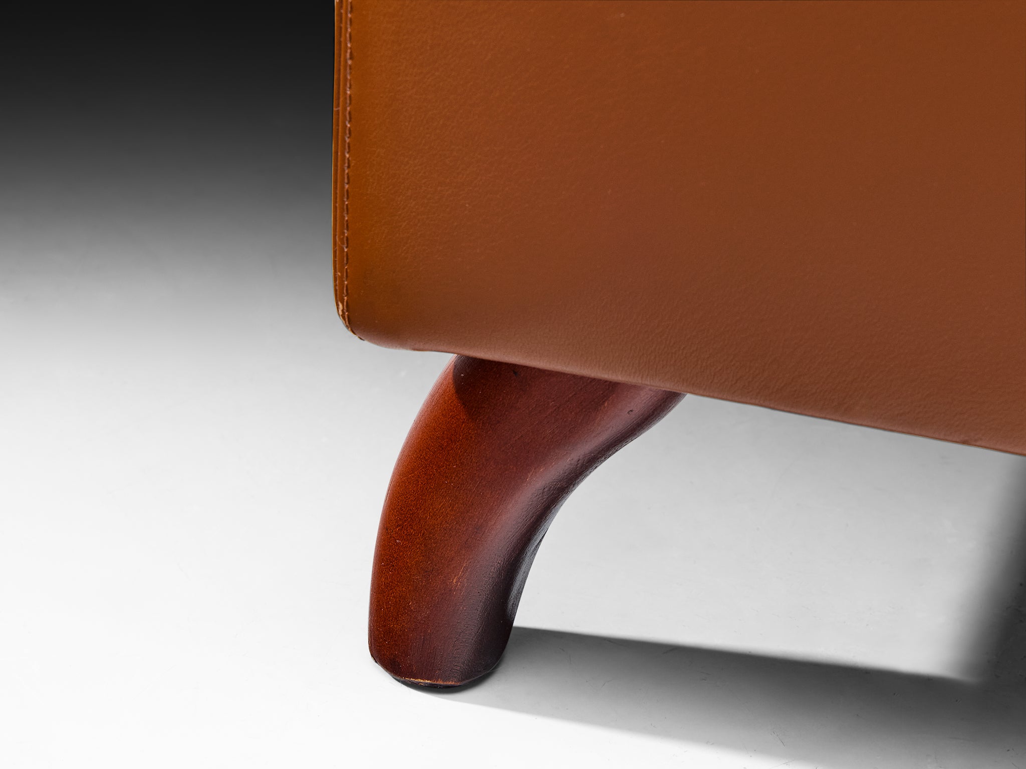 Eugenio Gerli for Tecno Ottoman in Cognac Brown Leather Seating Morentz