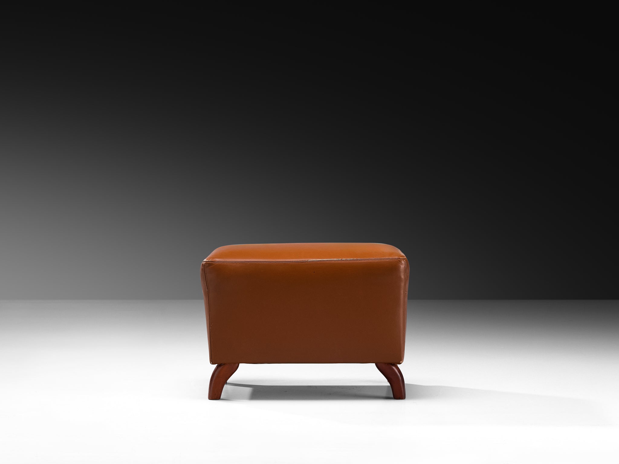 Eugenio Gerli for Tecno Ottoman in Cognac Brown Leather Seating Morentz