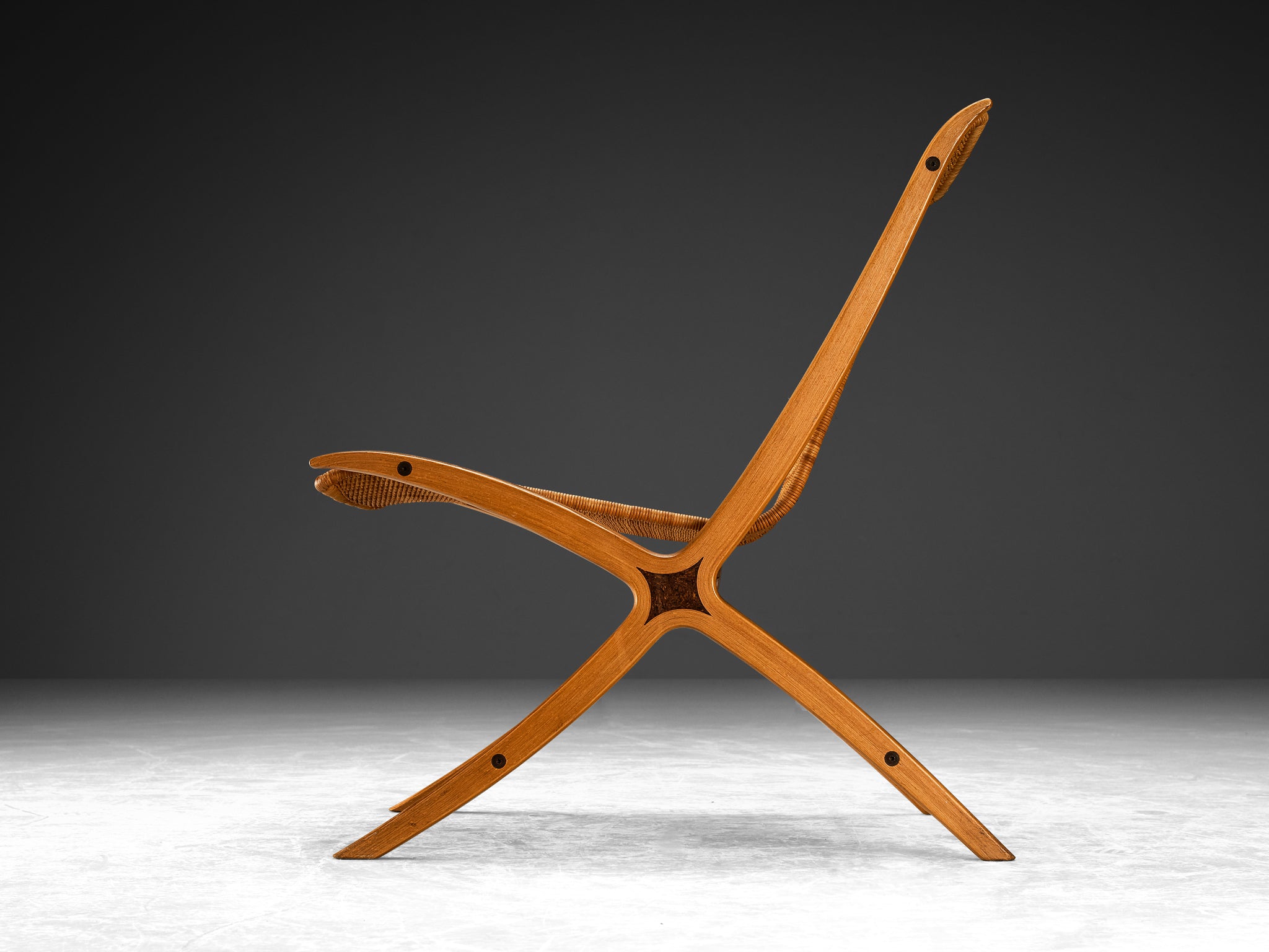 Peter Hvidt & Orla Mølgaard Nielsen 'X' Slipper Chair in Cane