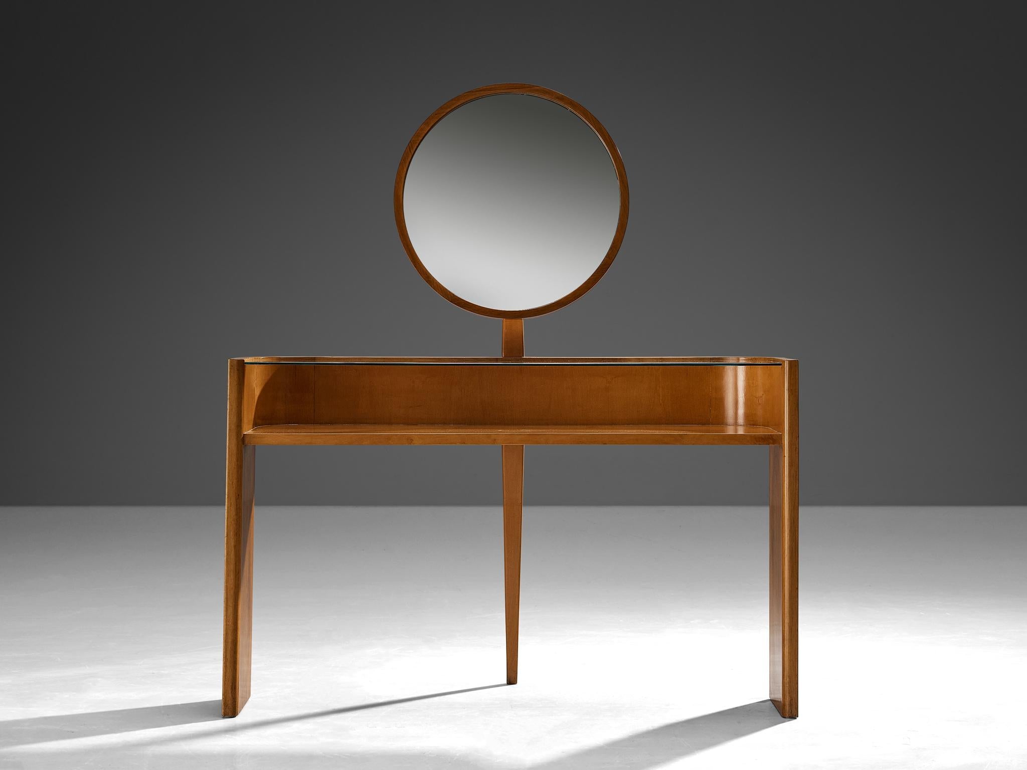 1930s Italian Vanity Table with Mirror in Walnut