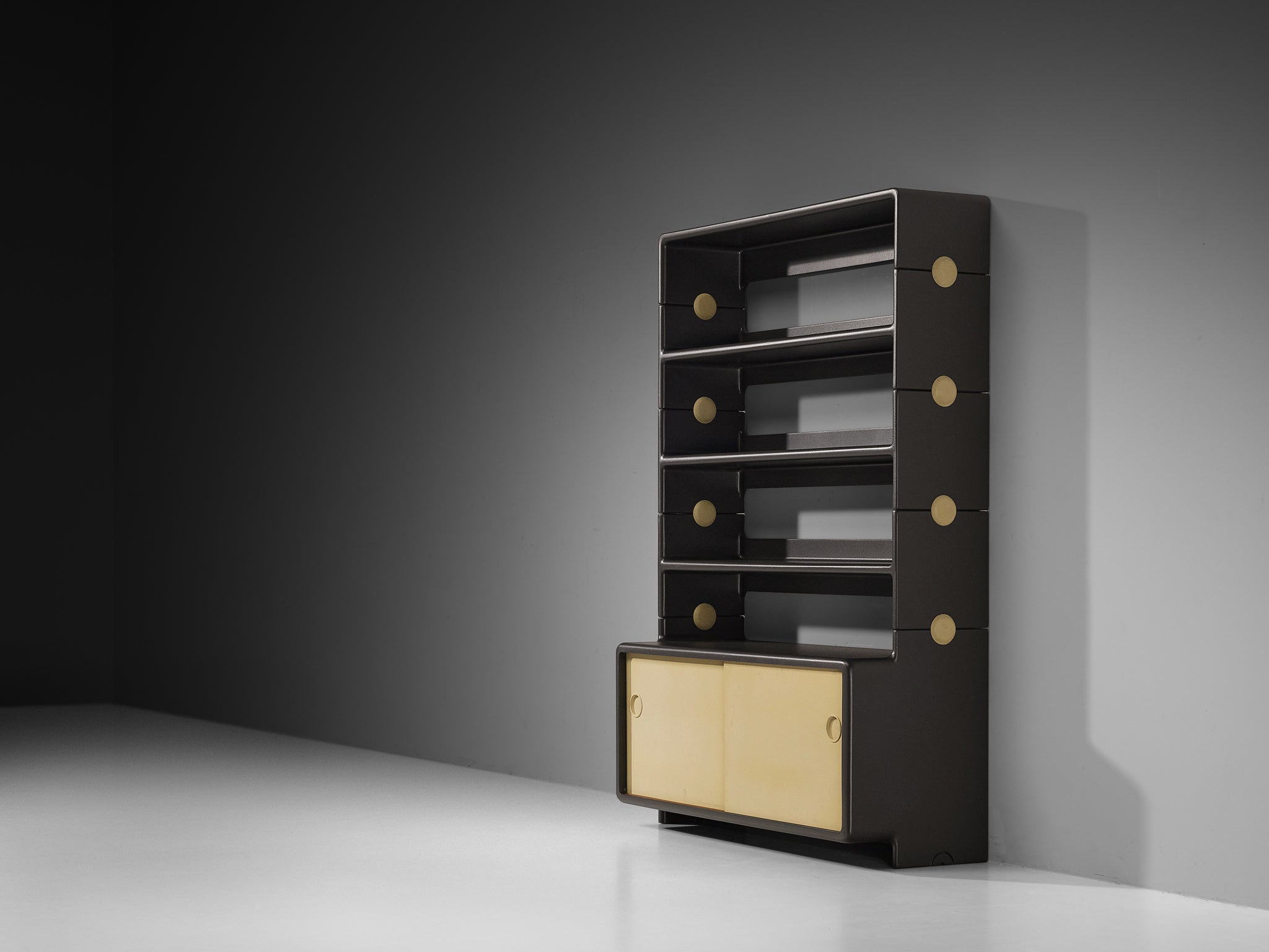 Ernest Igl for Wilhelm Werndl Shelving Cabinet in Black and Beige Polyurethane Case pieces and storage cabinets Morentz