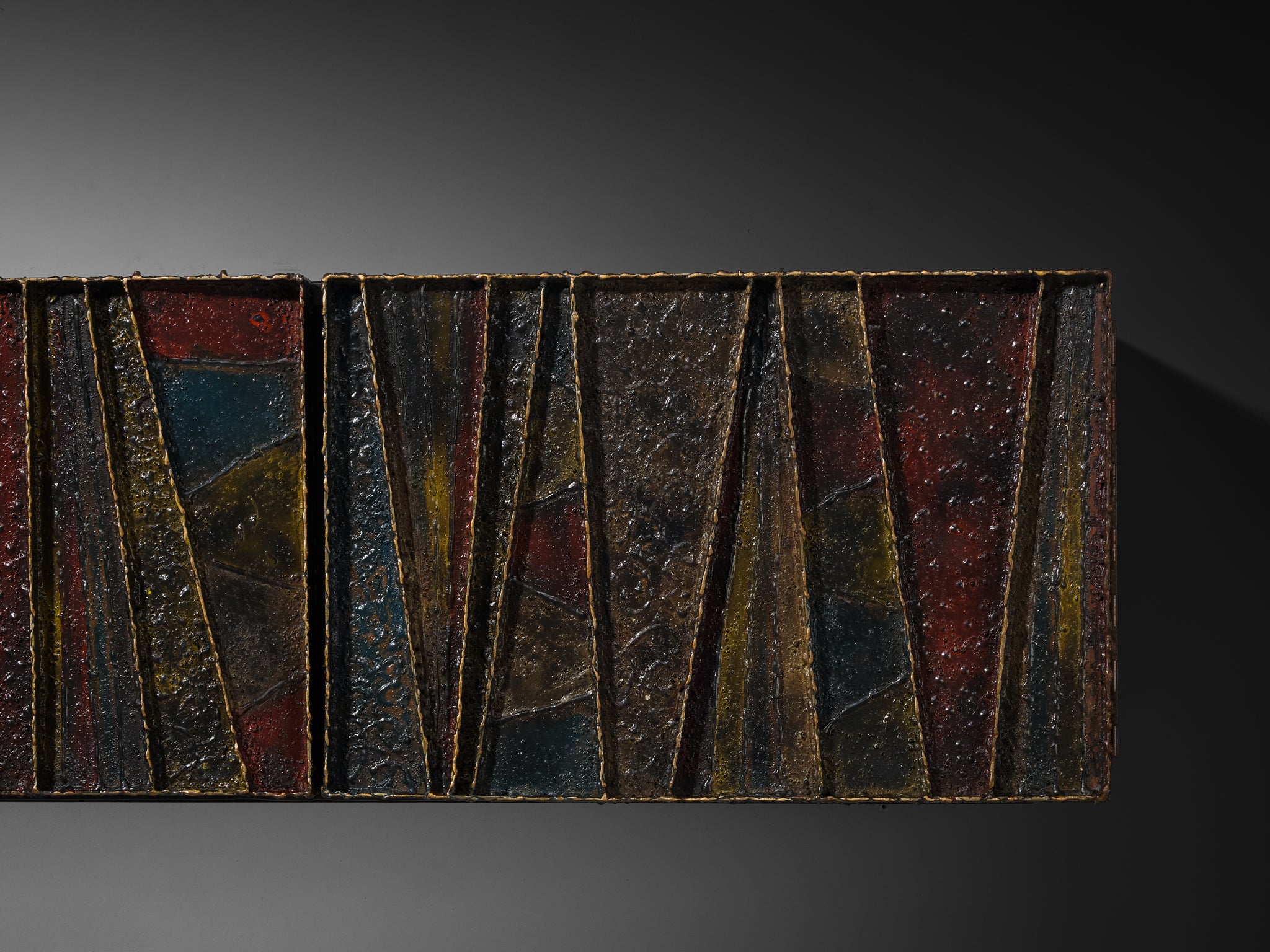Paul Evans ‘Deep Relief’ Wall-Mounted Sideboard in Welded Steel Case pieces and storage cabinets Morentz