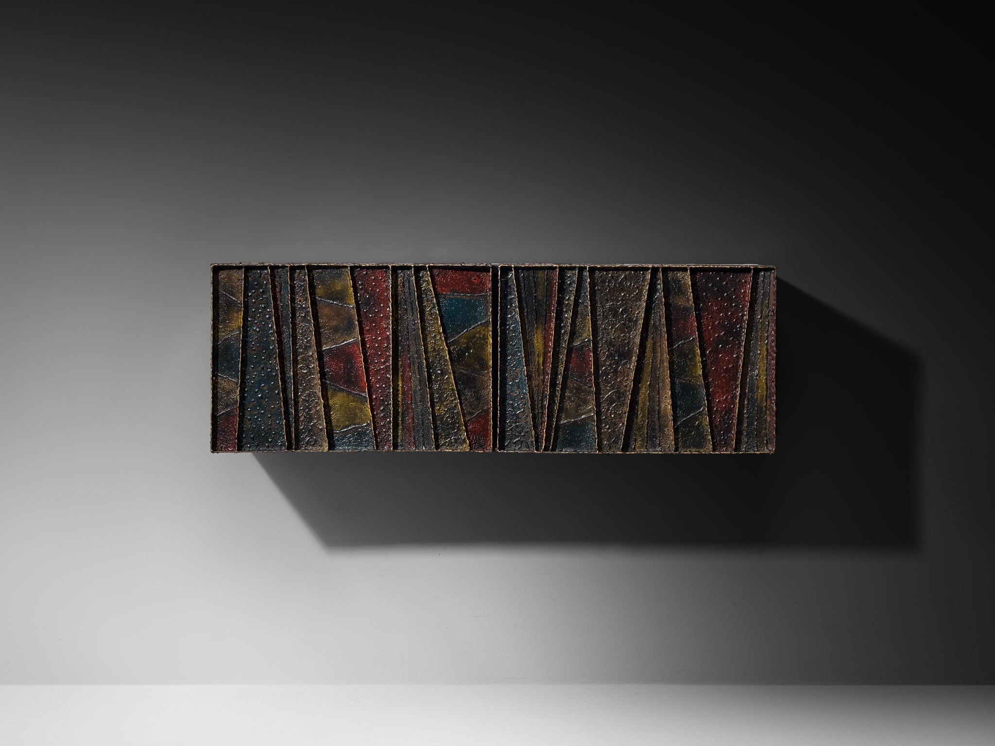 Paul Evans ‘Deep Relief’ Wall-Mounted Sideboard in Welded Steel Case pieces and storage cabinets Morentz