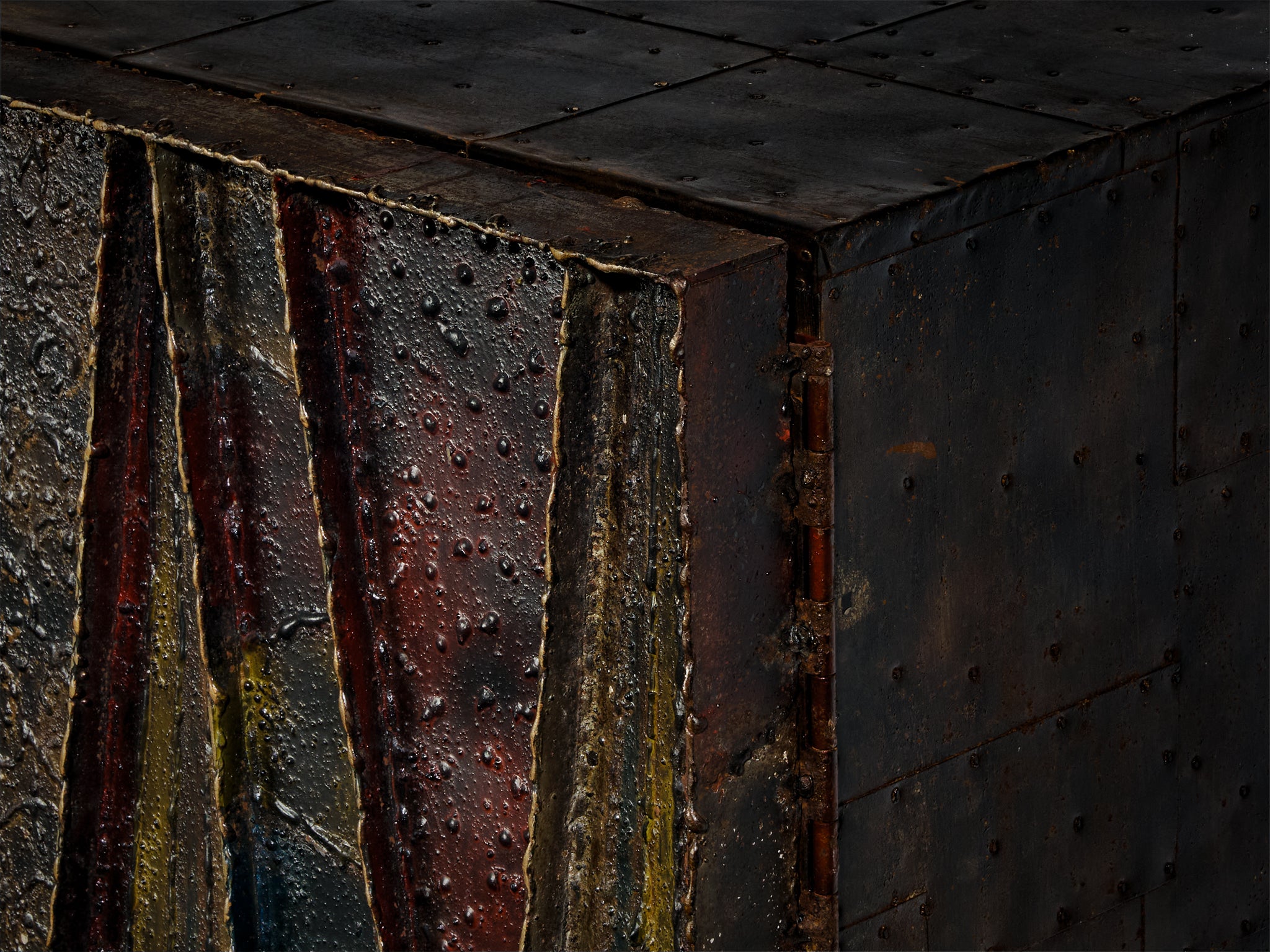 Paul Evans ‘Deep Relief’ Wall-Mounted Sideboard in Welded Steel Case pieces and storage cabinets Morentz