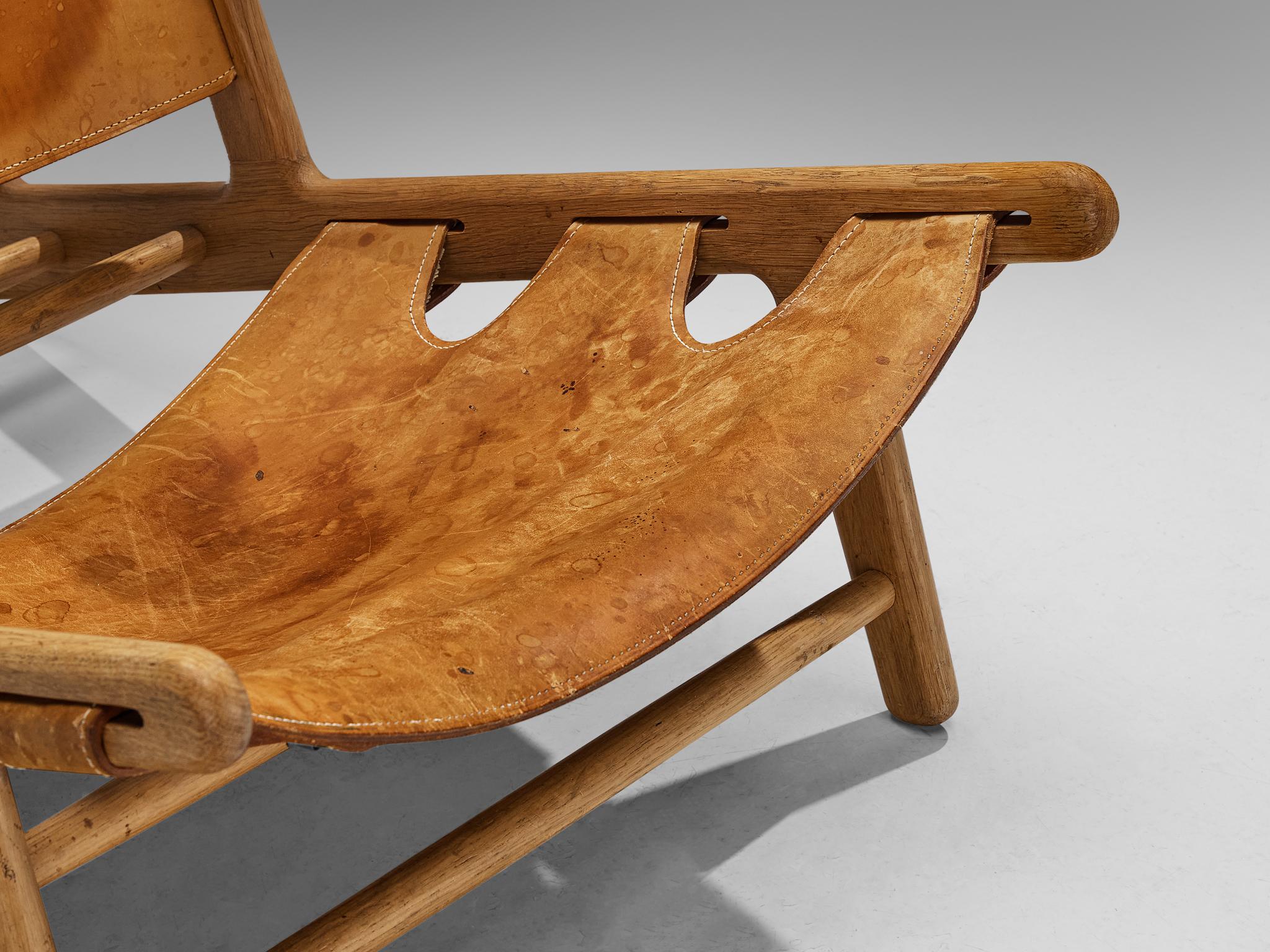 Børge Mogensen for Federicia Hunting Chair in Oak and Leather