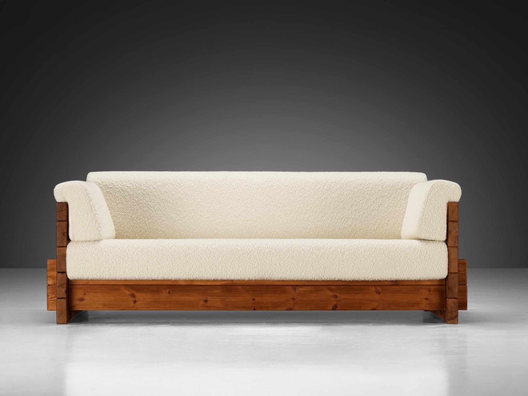 Hans Jørgen Frydendal for Modul Bygge System Sofa in Solid Pine and Bouclé seating Morentz