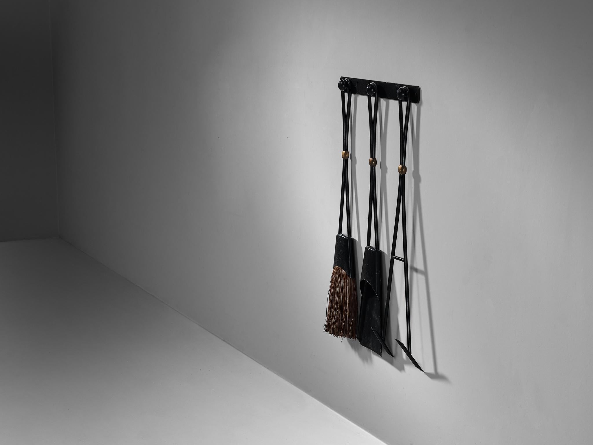 Jens Harald Quistgaard for Dansk Fireplace Set in Iron