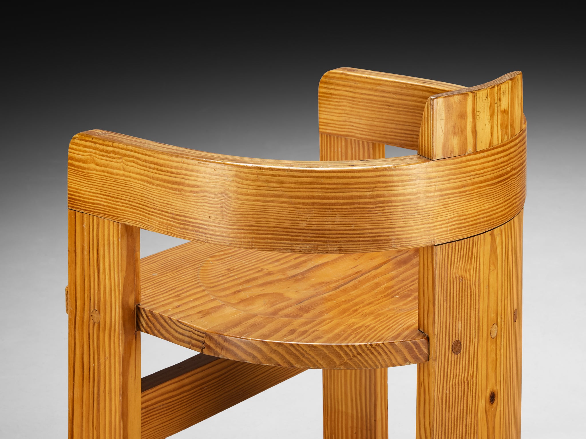 Pair of Italian Architectural Armchairs in Cypress Wood Seating Morentz