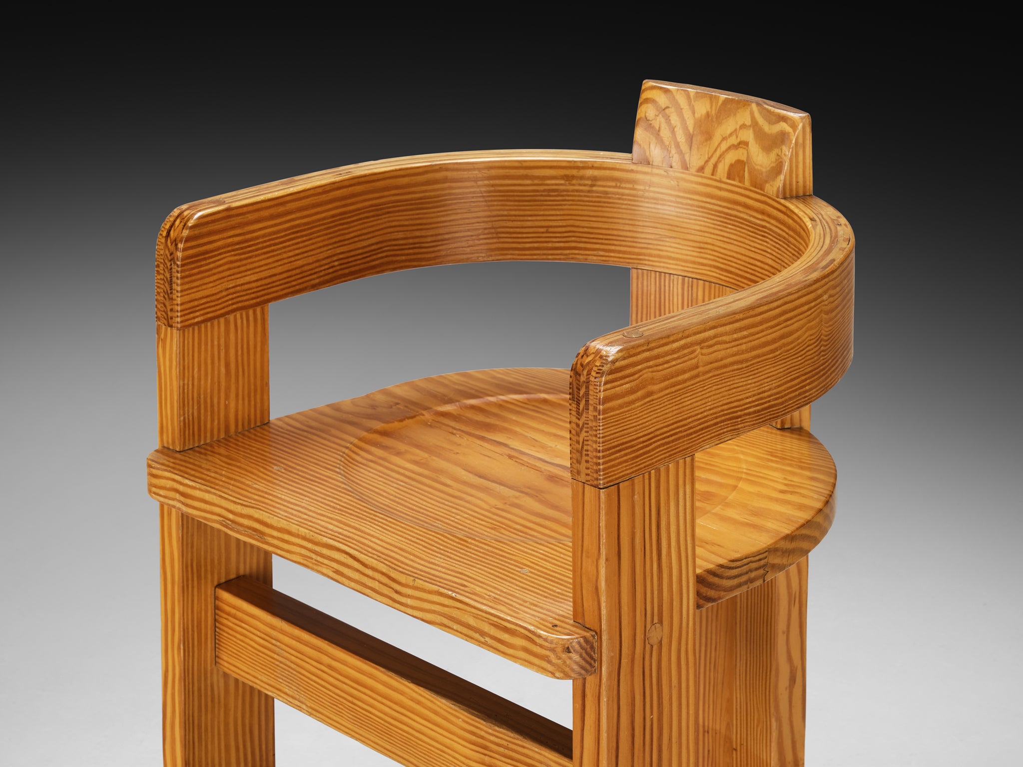 Pair of Italian Architectural Armchairs in Cypress Wood Seating Morentz