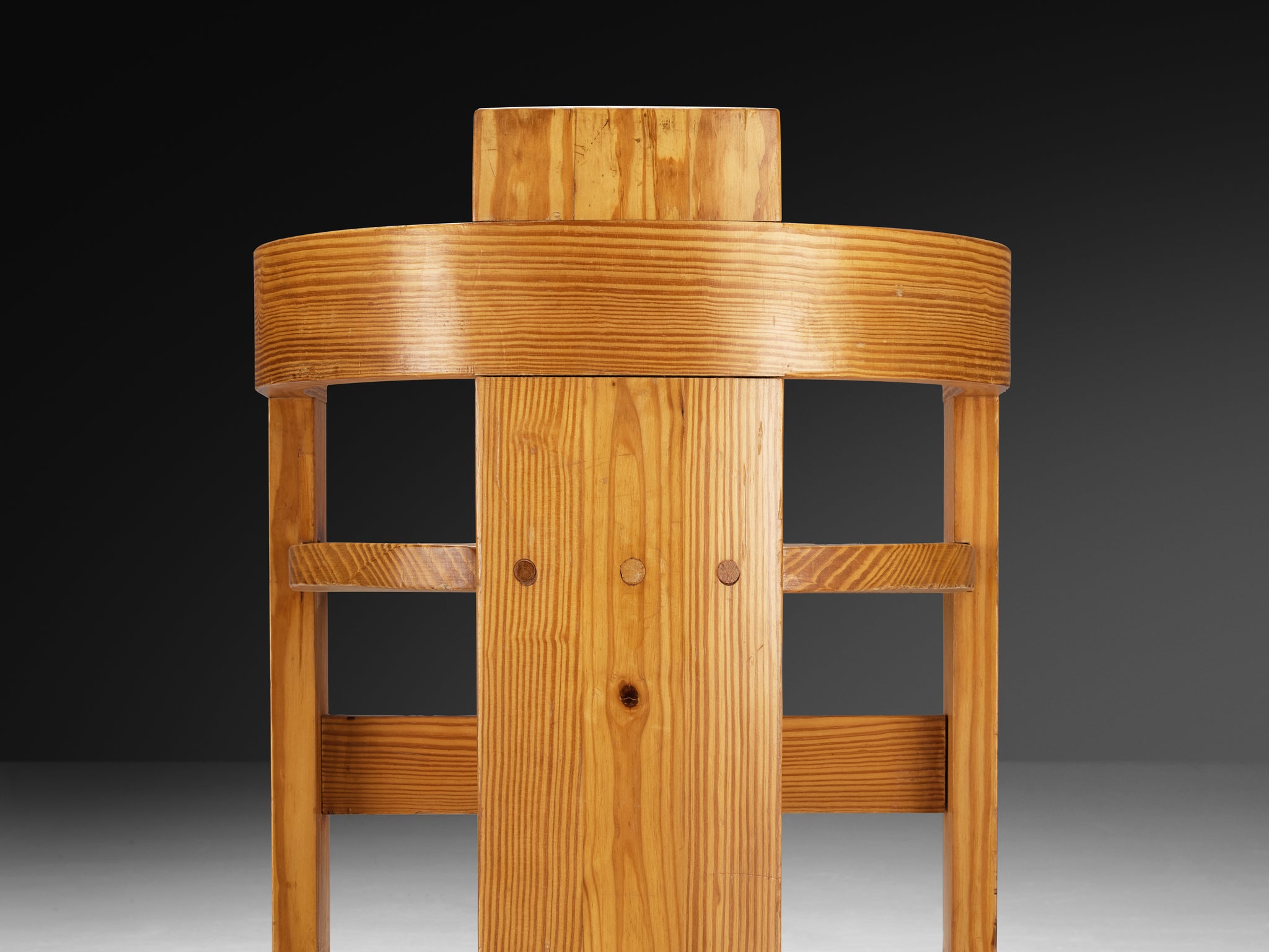 Pair of Italian Architectural Armchairs in Cypress Wood Seating Morentz