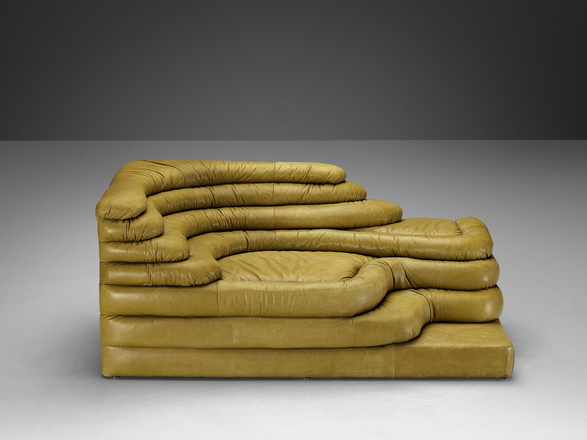 Ubald Klug for De Sede 'Terrazza' Landscape in Olive Green Leather Seating Morentz
