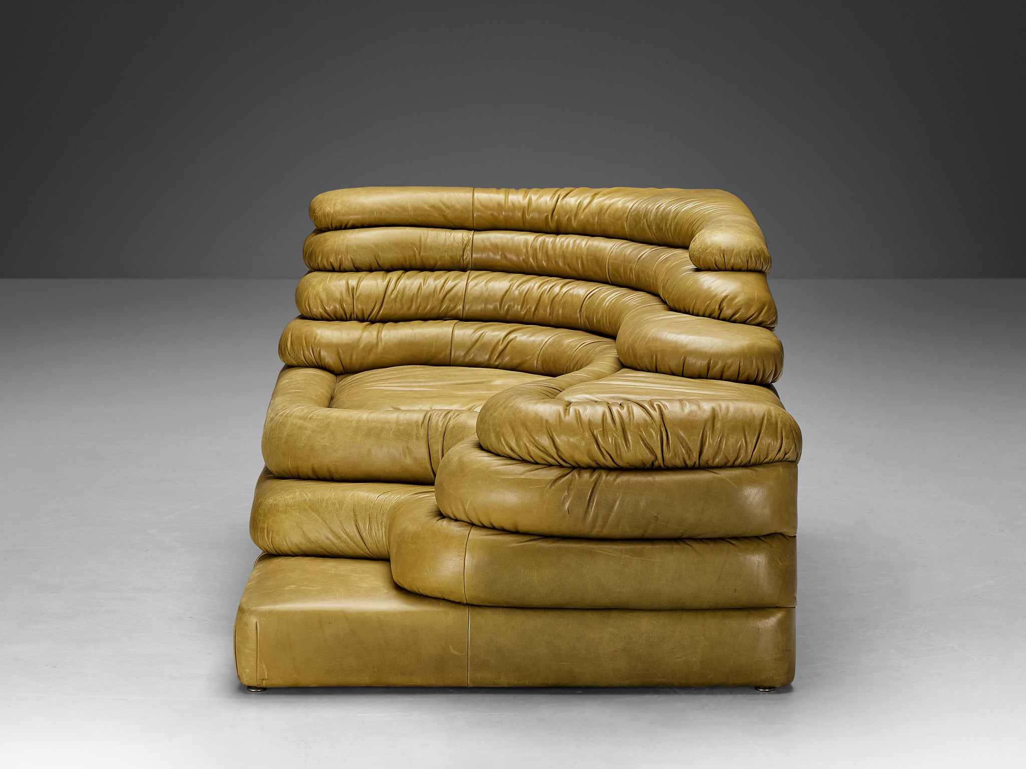 Ubald Klug for De Sede 'Terrazza' Landscape in Olive Green Leather Seating Morentz