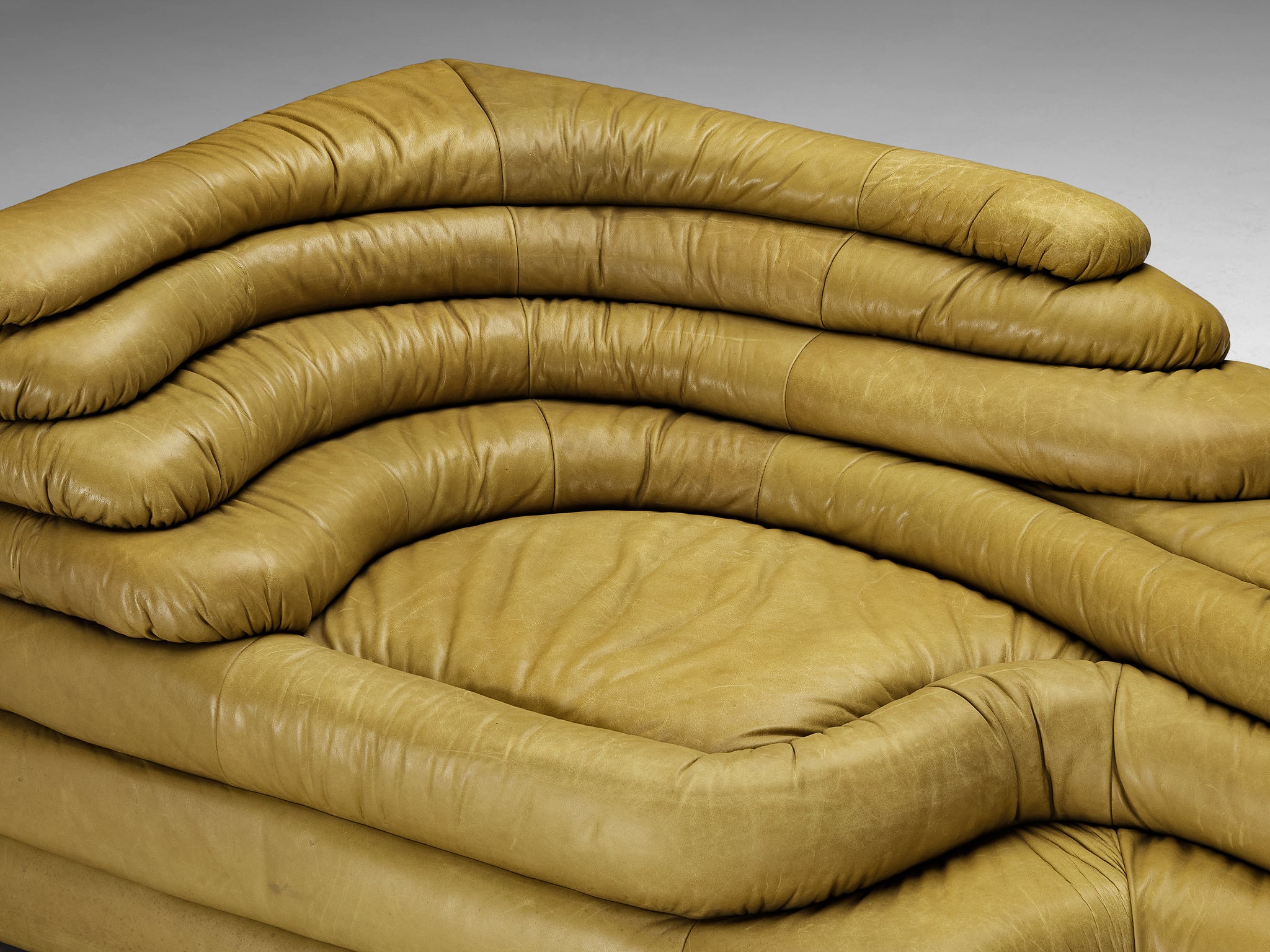 Ubald Klug for De Sede 'Terrazza' Landscape in Olive Green Leather Seating Morentz