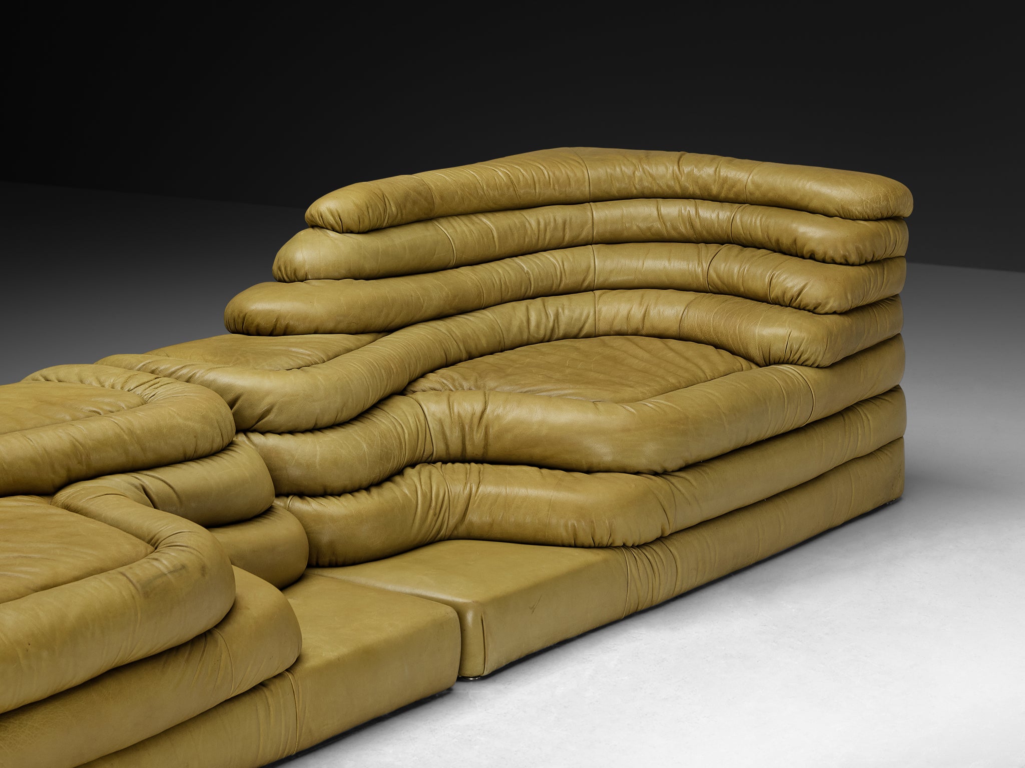 Ubald Klug for De Sede 'Terrazza' Landscapes in Olive Green Leather Seating Morentz