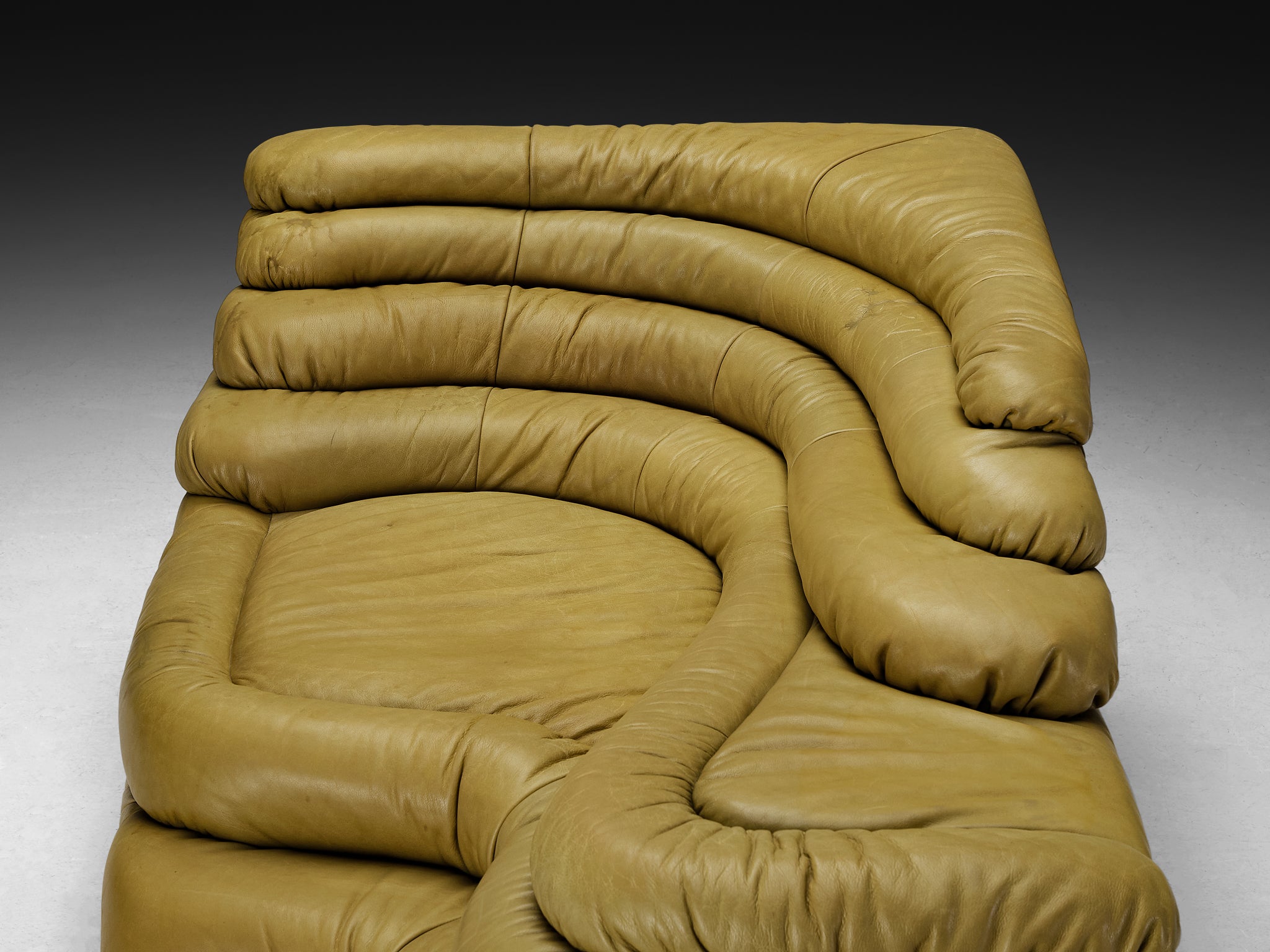 Ubald Klug for De Sede 'Terrazza' Landscapes in Olive Green Leather Seating Morentz