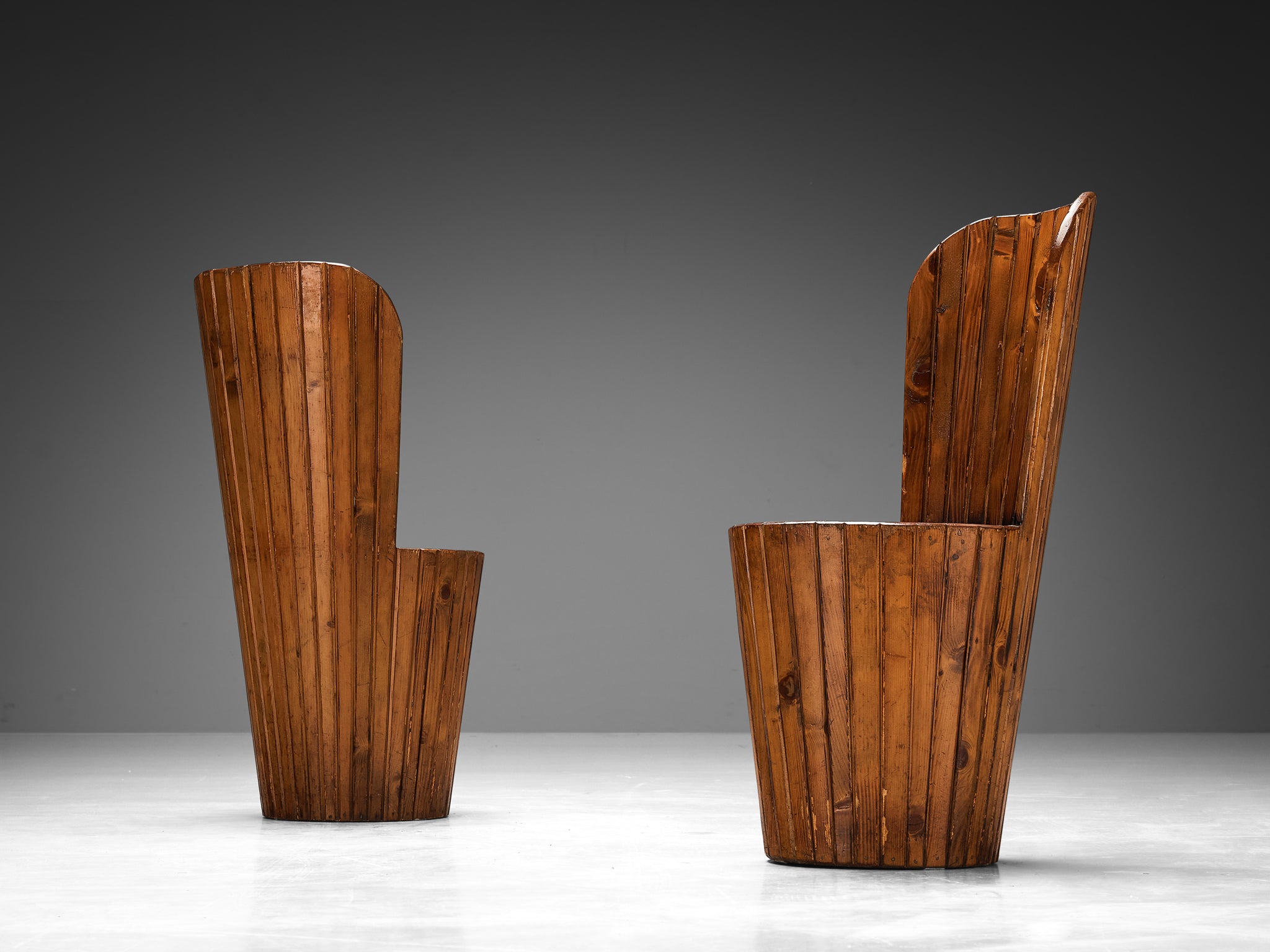 Italian Naturalistic Set of Six Dining Chairs in Pine Seating Morentz