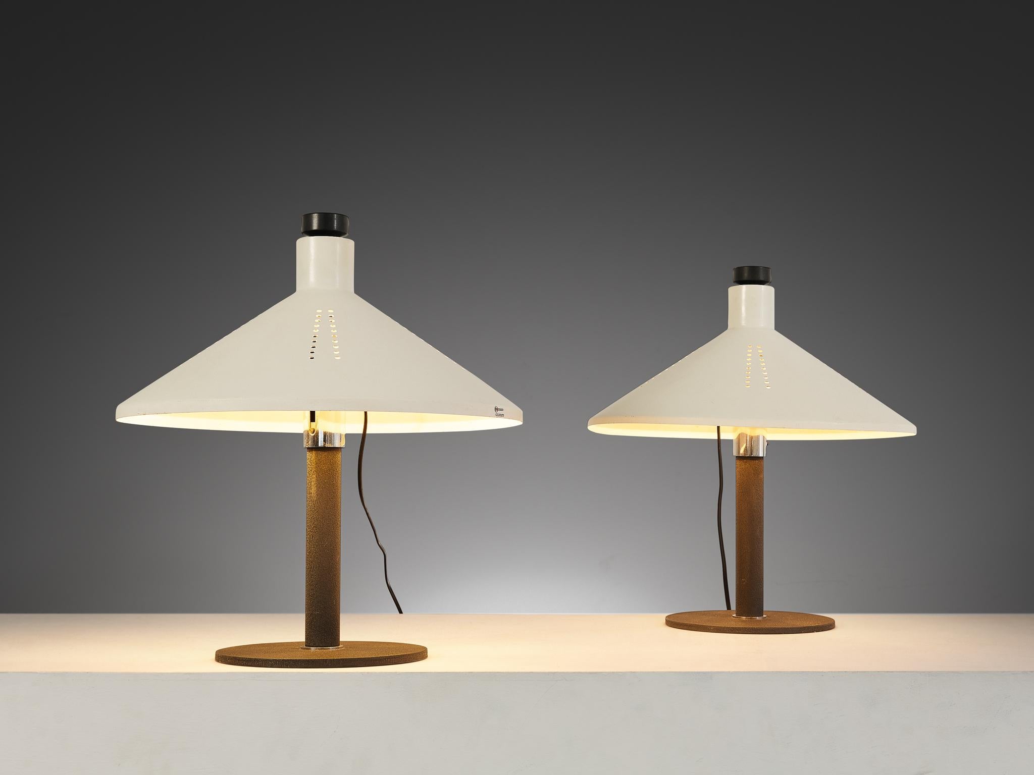 Gino Sarfatti for Arteluce '609' Table Lamps in Aluminum and Cast Iron