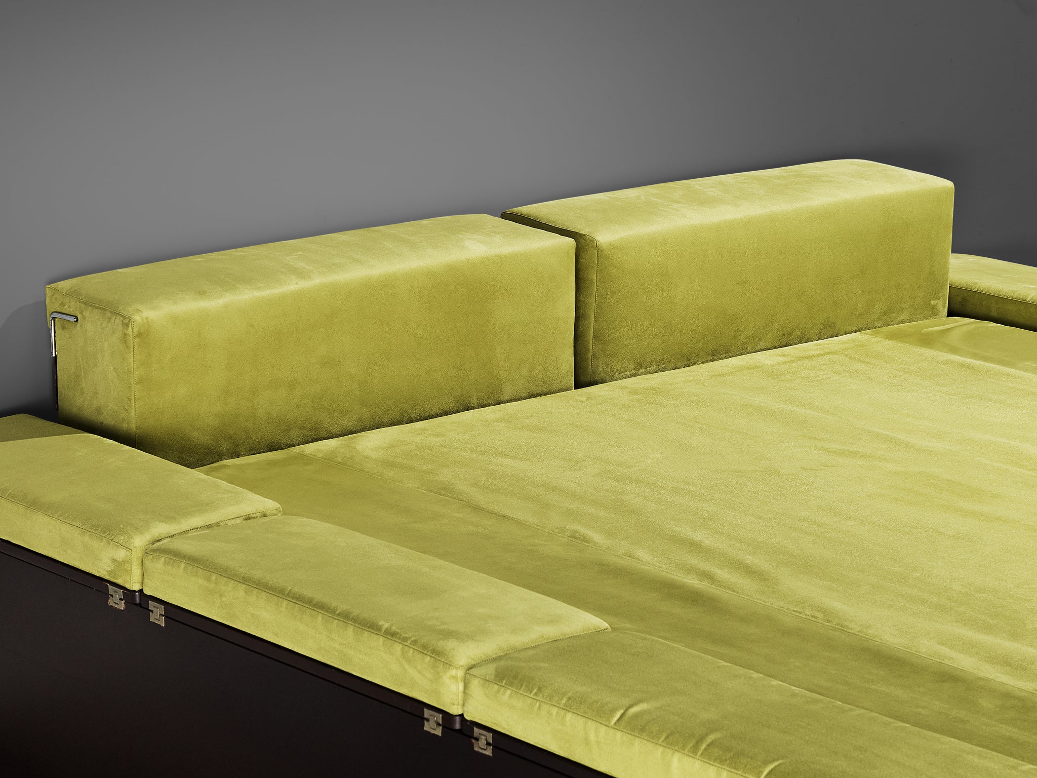 Vittorio Rossi and Luciano Bertoncini for Cjfra 'Zattera' Bed in Green Fabric More Furniture and Collectibles Morentz