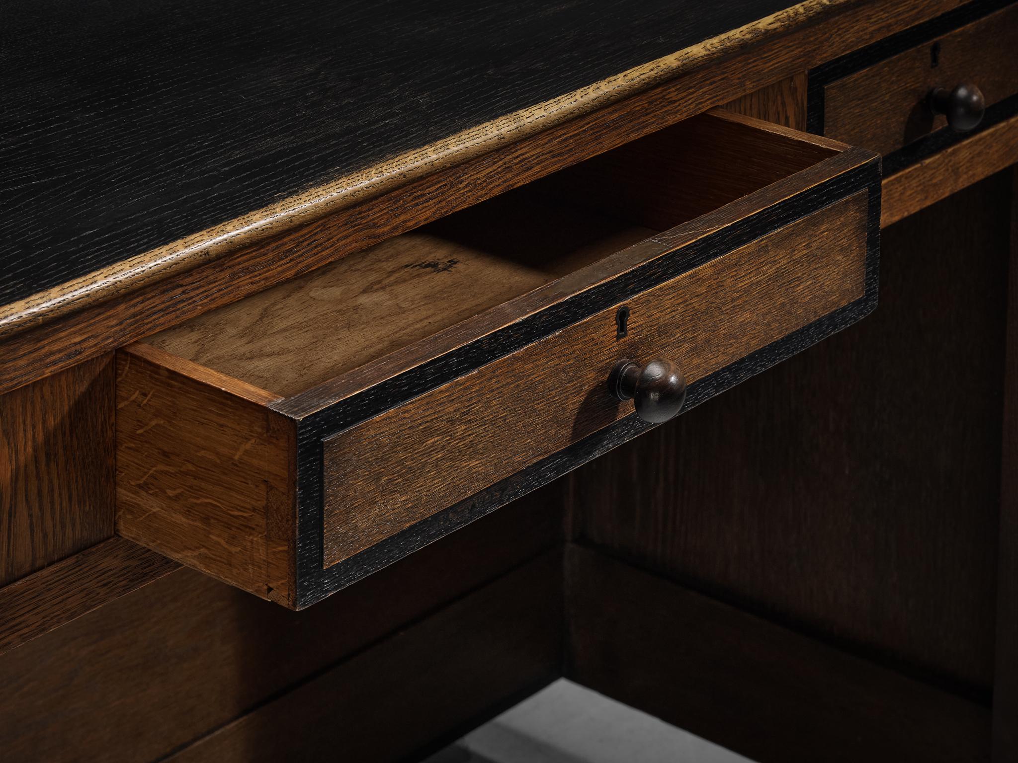 Dutch Art Deco Writing Desk in Oak