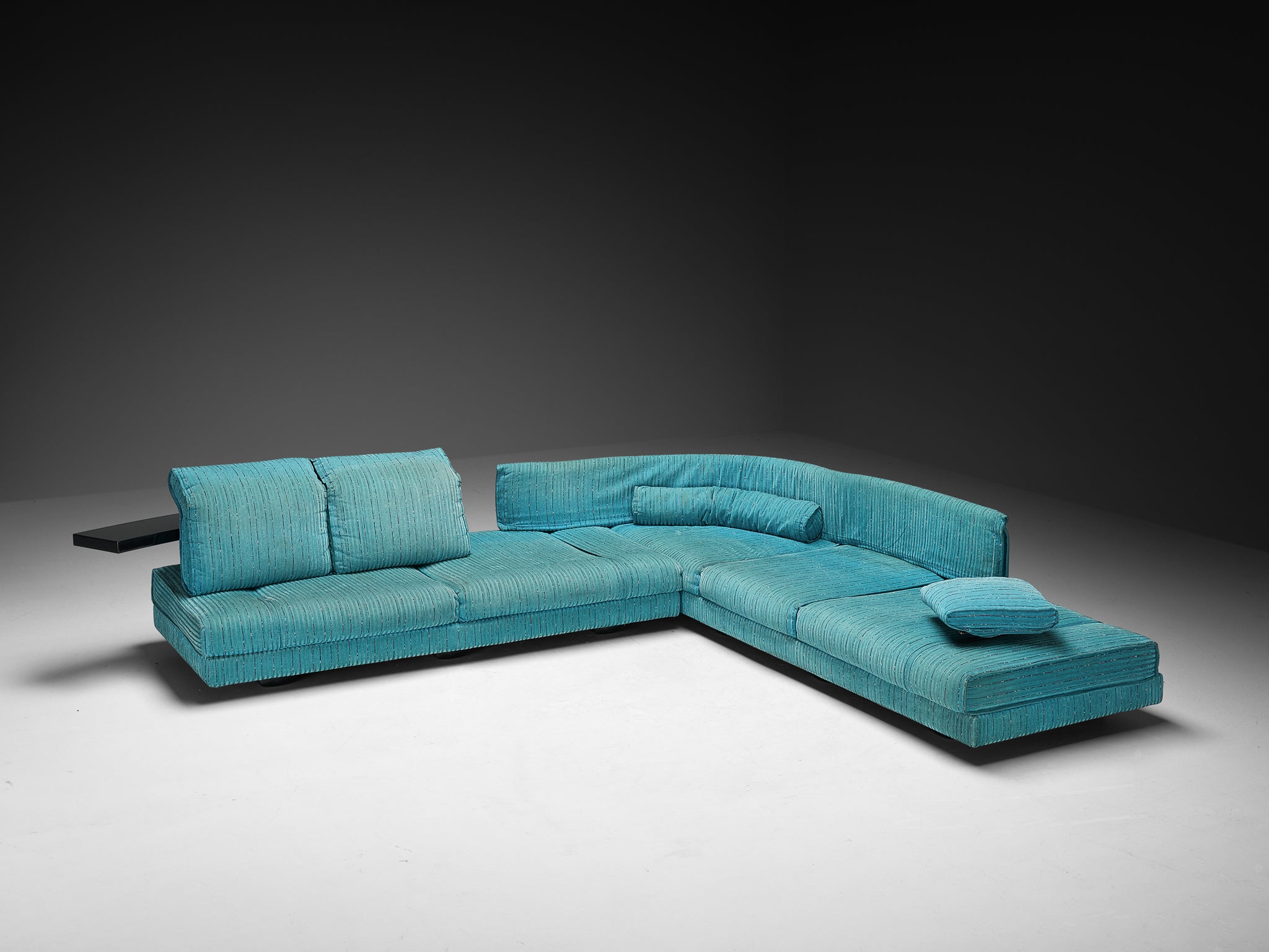 Mauro Lipparini for Saporiti 'Avedon' Curved Sofa in Turquoise Upholst