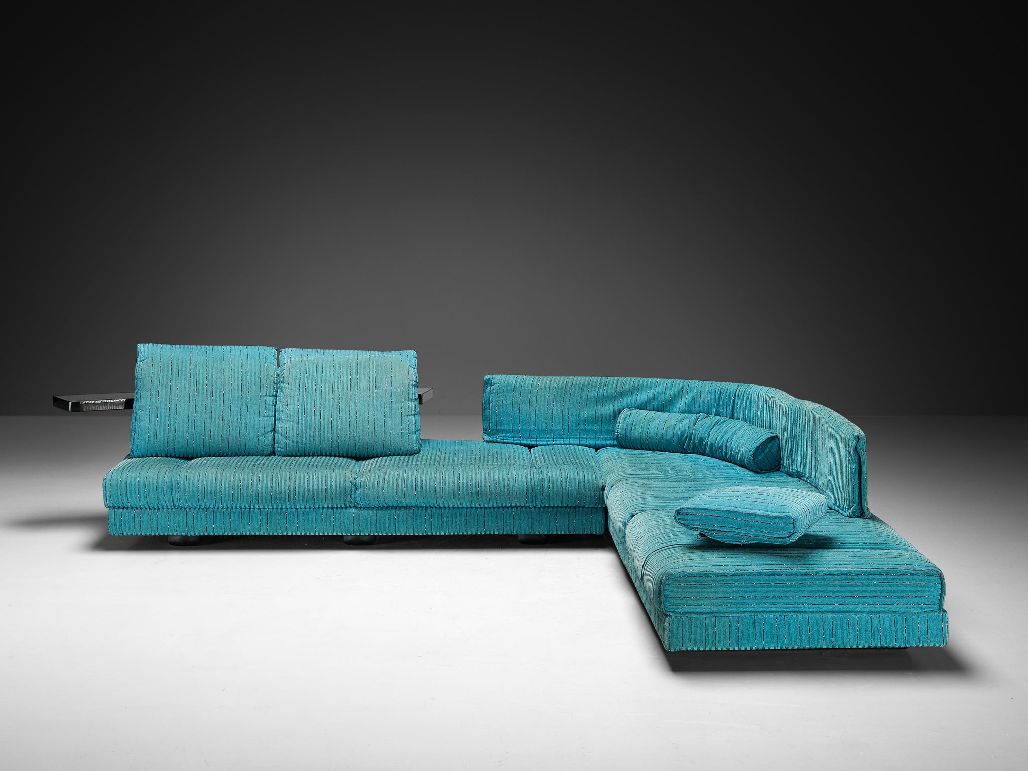 Mauro Lipparini for Saporiti 'Avedon' Curved Sofa in Turquoise Upholst