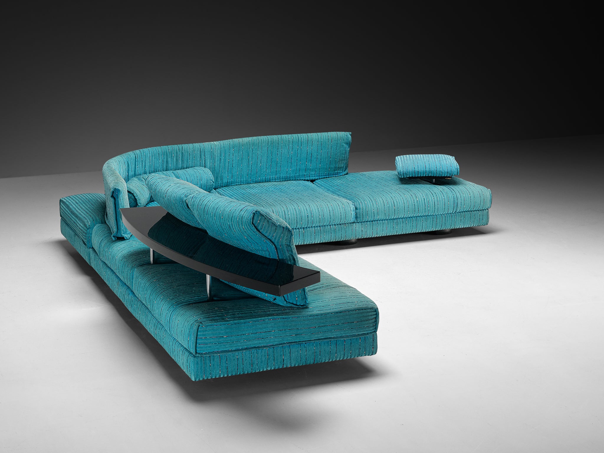 Mauro Lipparini for Saporiti 'Avedon' Curved Sofa in Turquoise Upholst