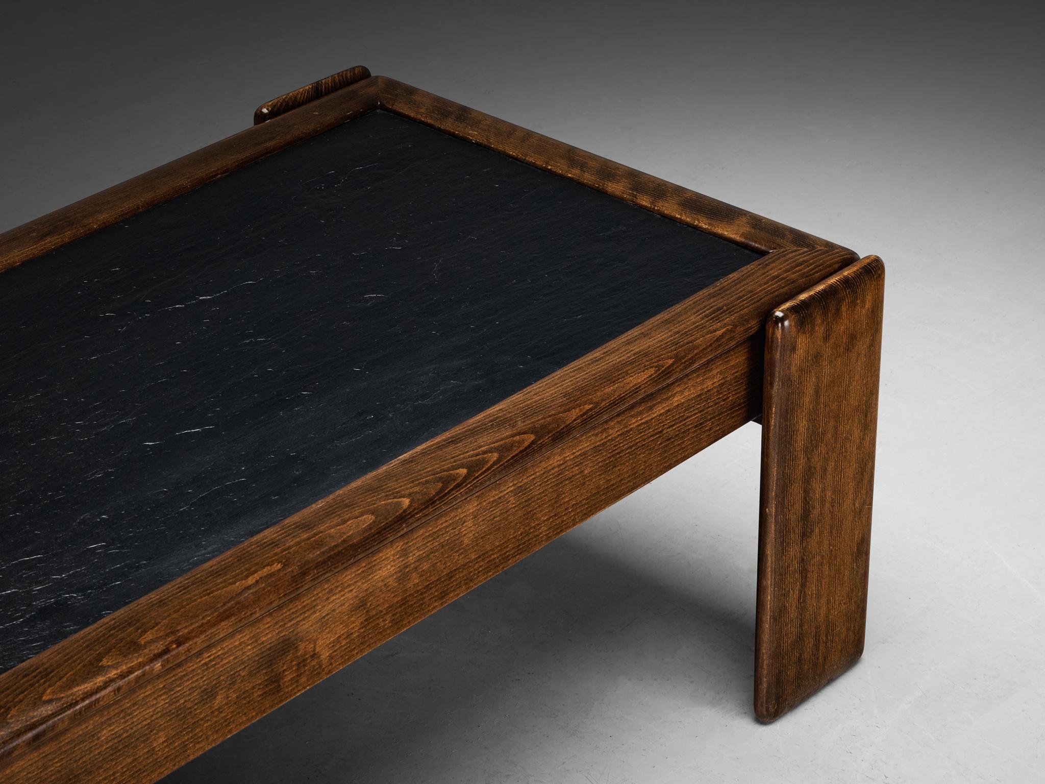 Coffee Table in Oak and Black Cleft Slate