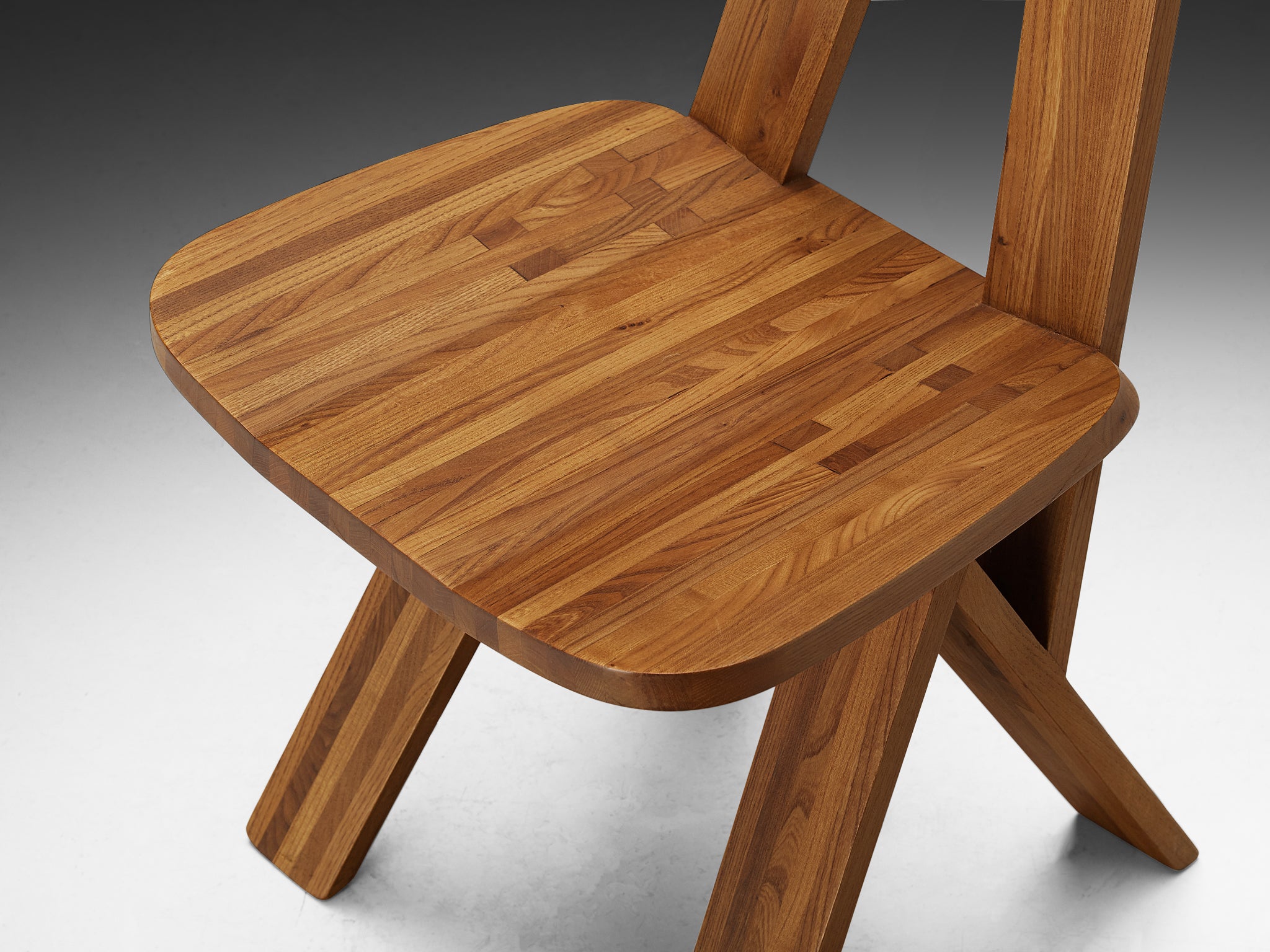 Early Pierre Chapo 'S45' Dining Chairs in Solid Elm