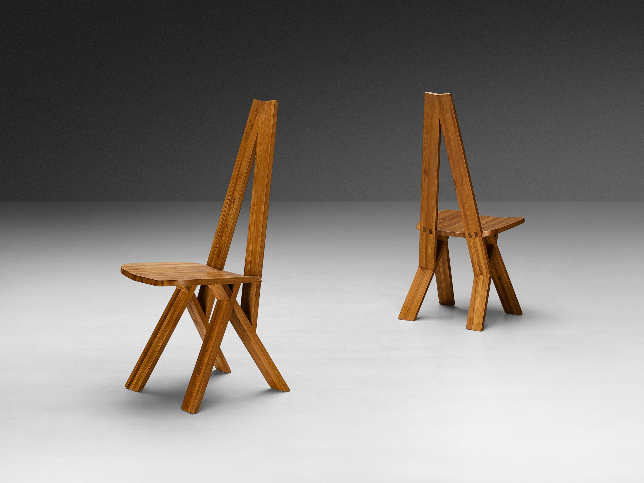 Early Pierre Chapo 'S45' Dining Chairs in Solid Elm Seating Morentz