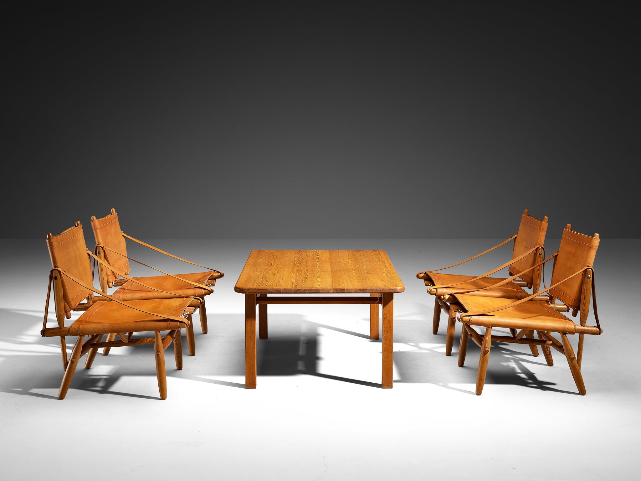 Rare Ilmari Tapiovaara for Lukkiseppo Four 'Chaco' Lounge Chairs with Table seating Morentz