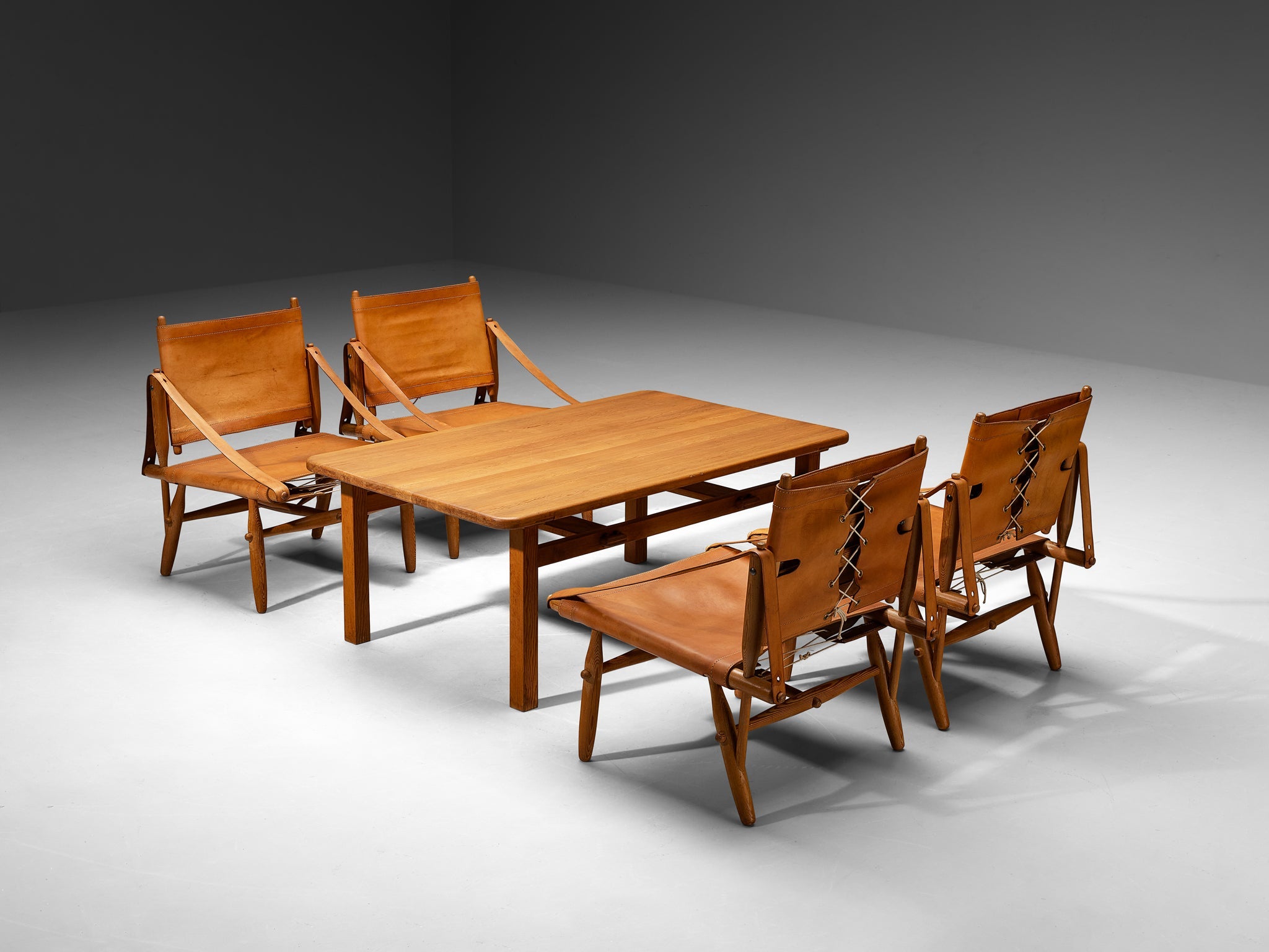 Rare Ilmari Tapiovaara for Lukkiseppo Four 'Chaco' Lounge Chairs with Table seating Morentz