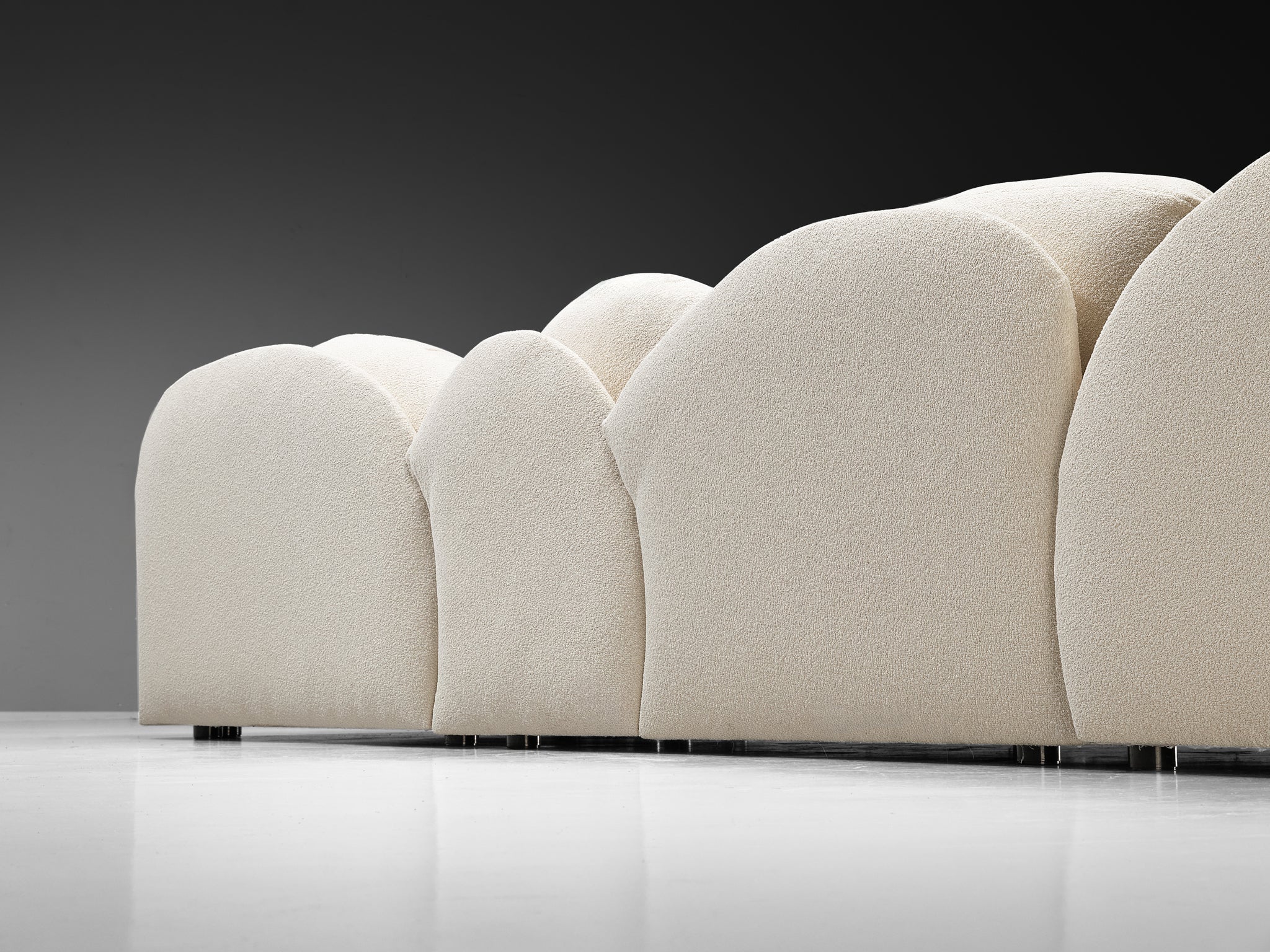 Hans Hopfer for Roche Bobios Post-Modern Croissant Sofa in Off-White Fabric seating Morentz