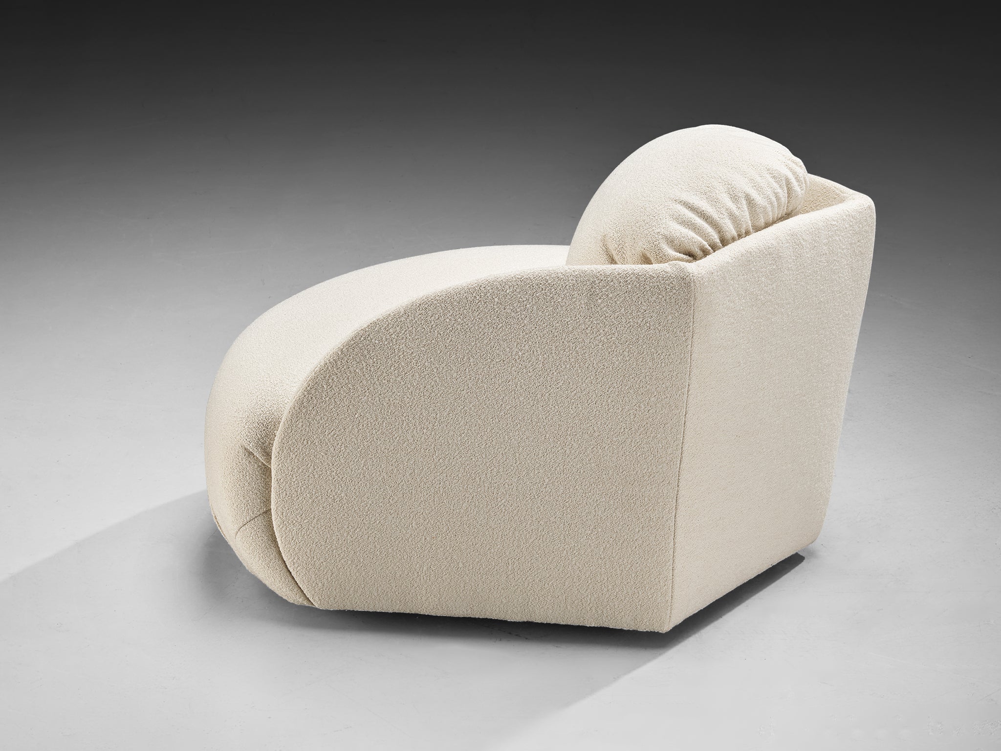 Hans Hopfer for Roche Bobois Post-Modern Croissant Sofa with Lounge Chair in Off-White Fabric Seating Morentz