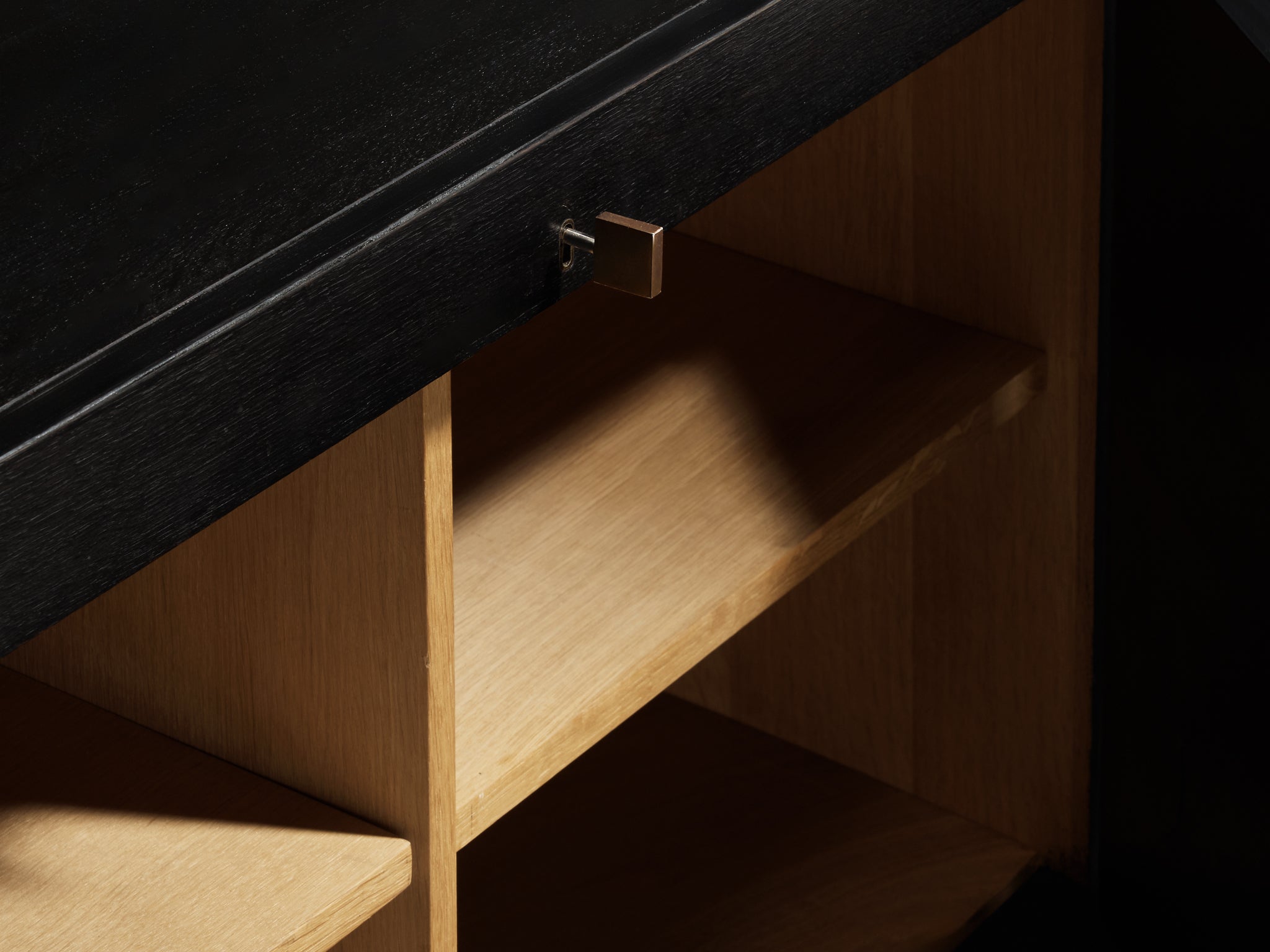 Belgian Sideboard in Black Lacquered Oak with Graphical Doors Case pieces and storage cabinets Morentz