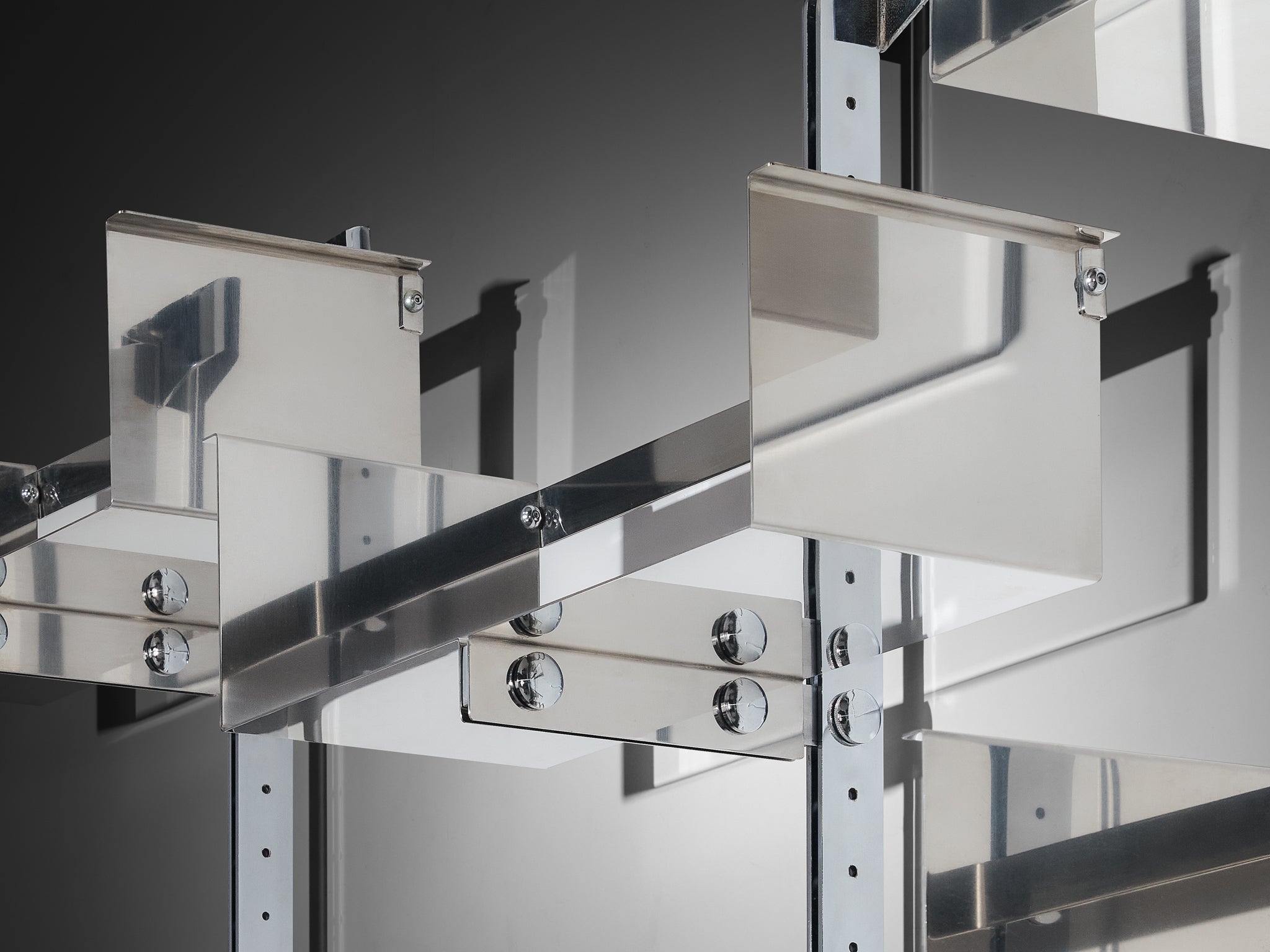 Vittorio Introini for Proposals Set of Five Modular Wall Bookcase in Metal Case pieces and storage cabinets Morentz