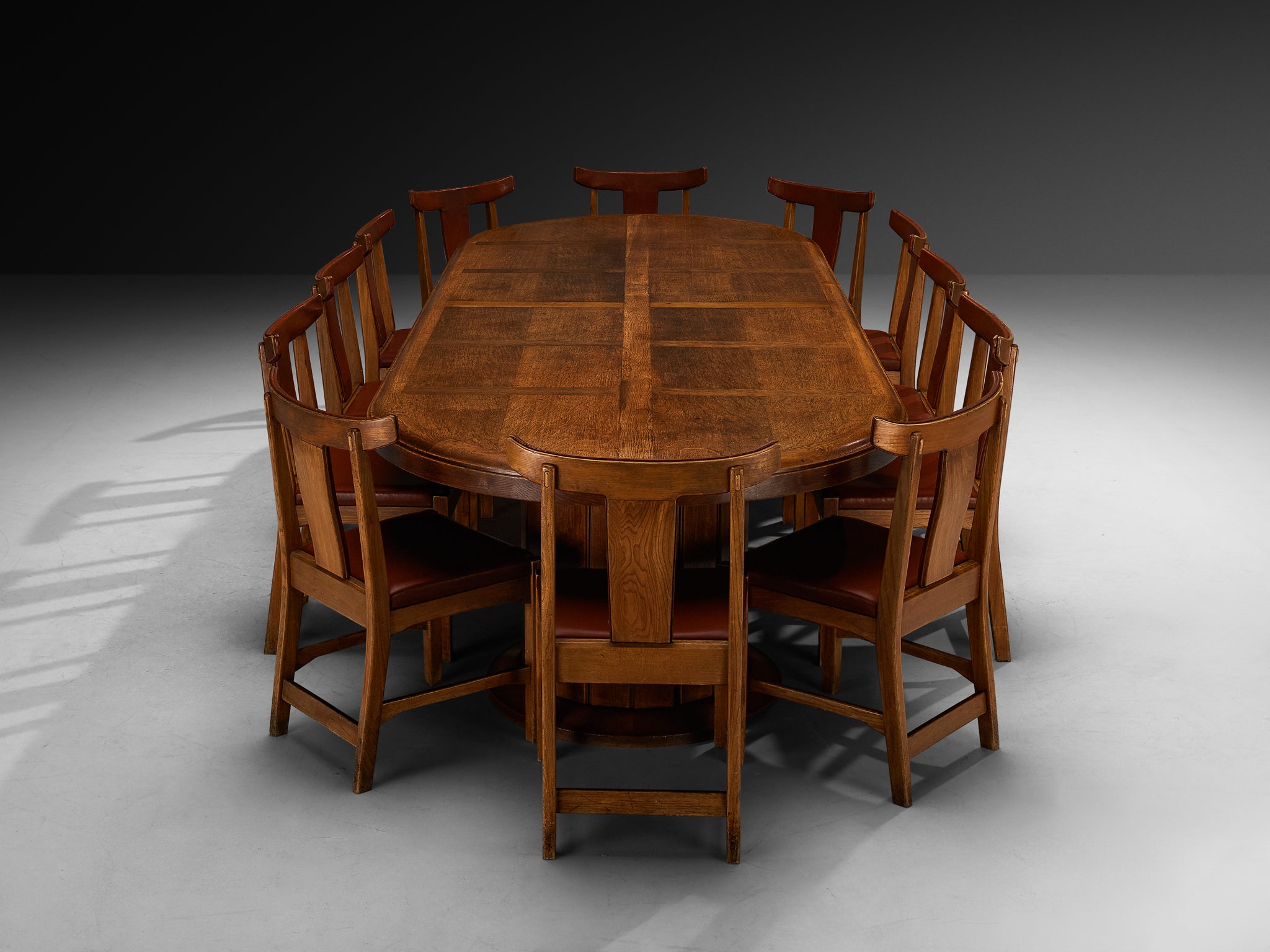 Monumental Dining Set with French Art Deco Dining Table and Knud Hansen Dining Chairs Tables Morentz