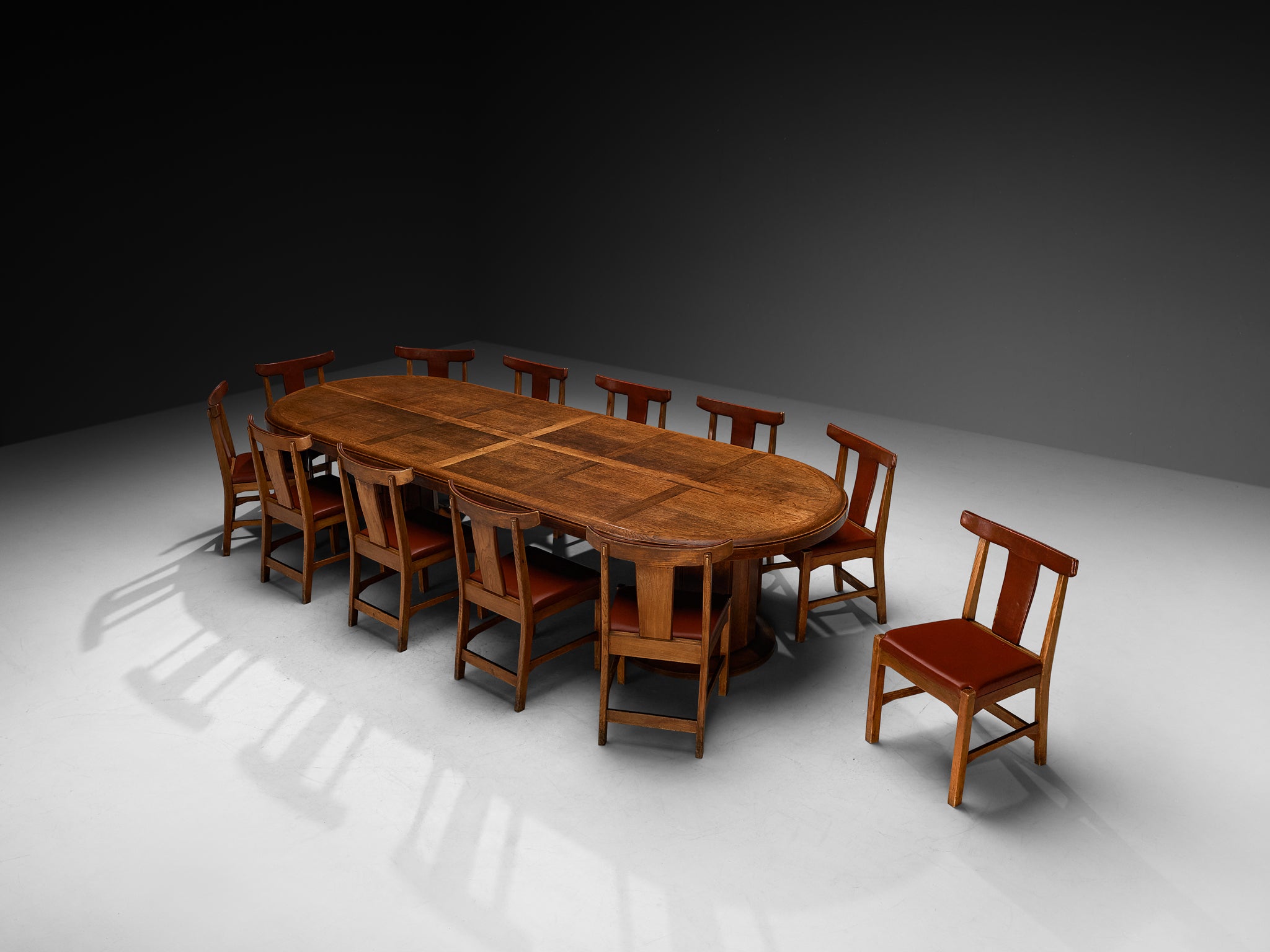 Monumental Dining Set with French Art Deco Dining Table and Knud Hansen Dining Chairs Tables Morentz