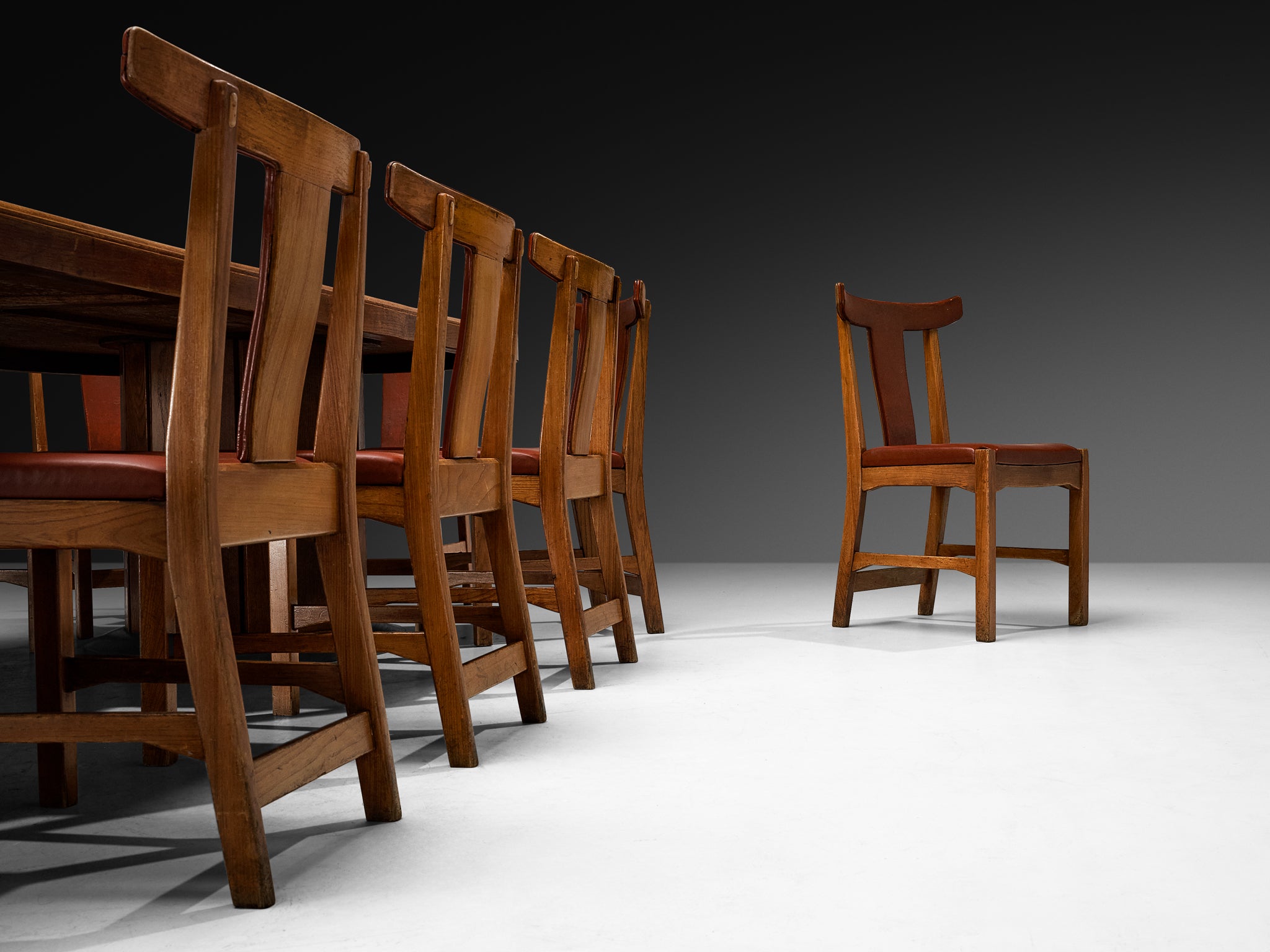 Monumental Dining Set with French Art Deco Dining Table and Knud Hansen Dining Chairs Tables Morentz