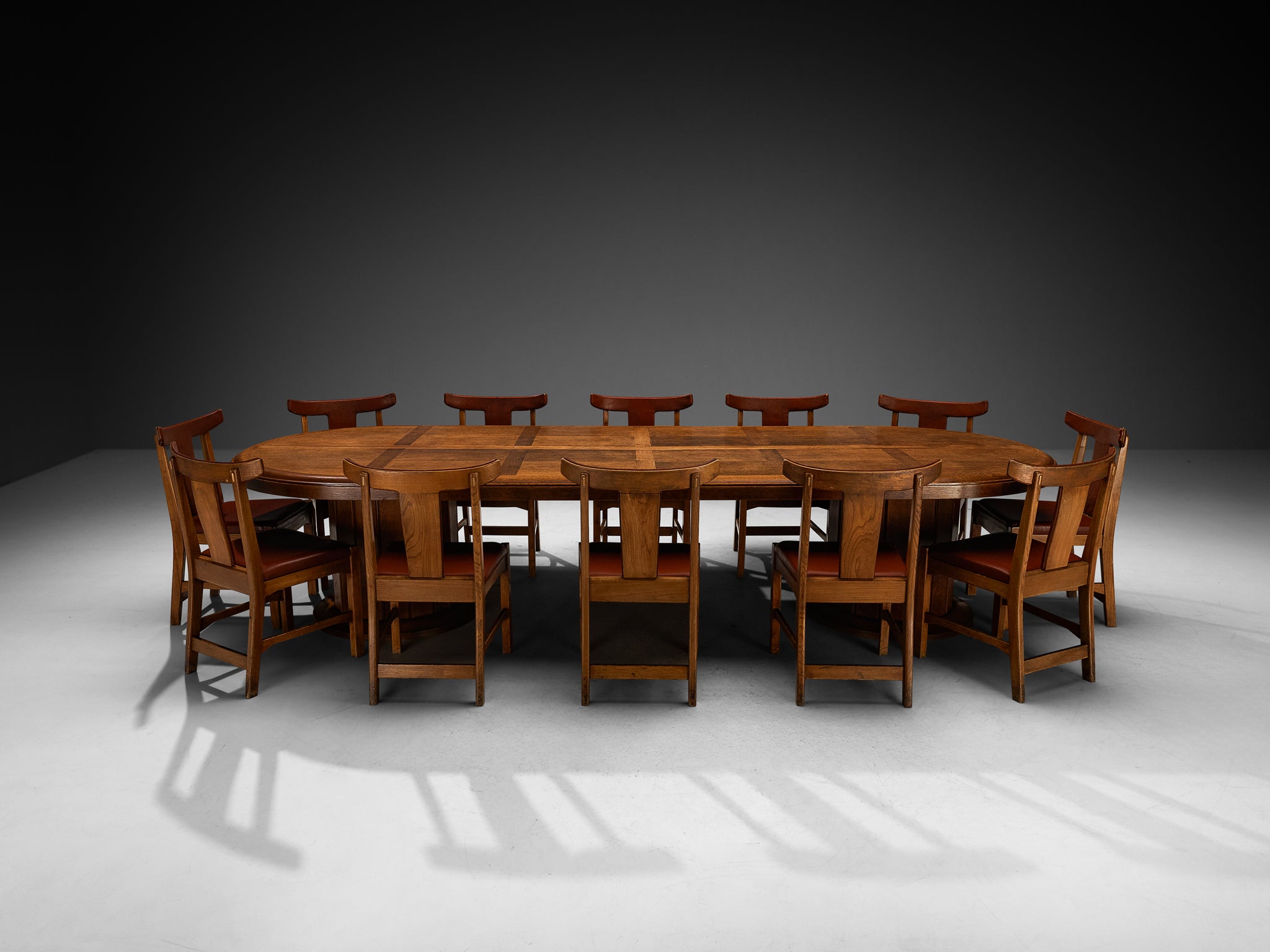 Monumental Dining Set with French Art Deco Dining Table and Knud Hansen Dining Chairs Tables Morentz