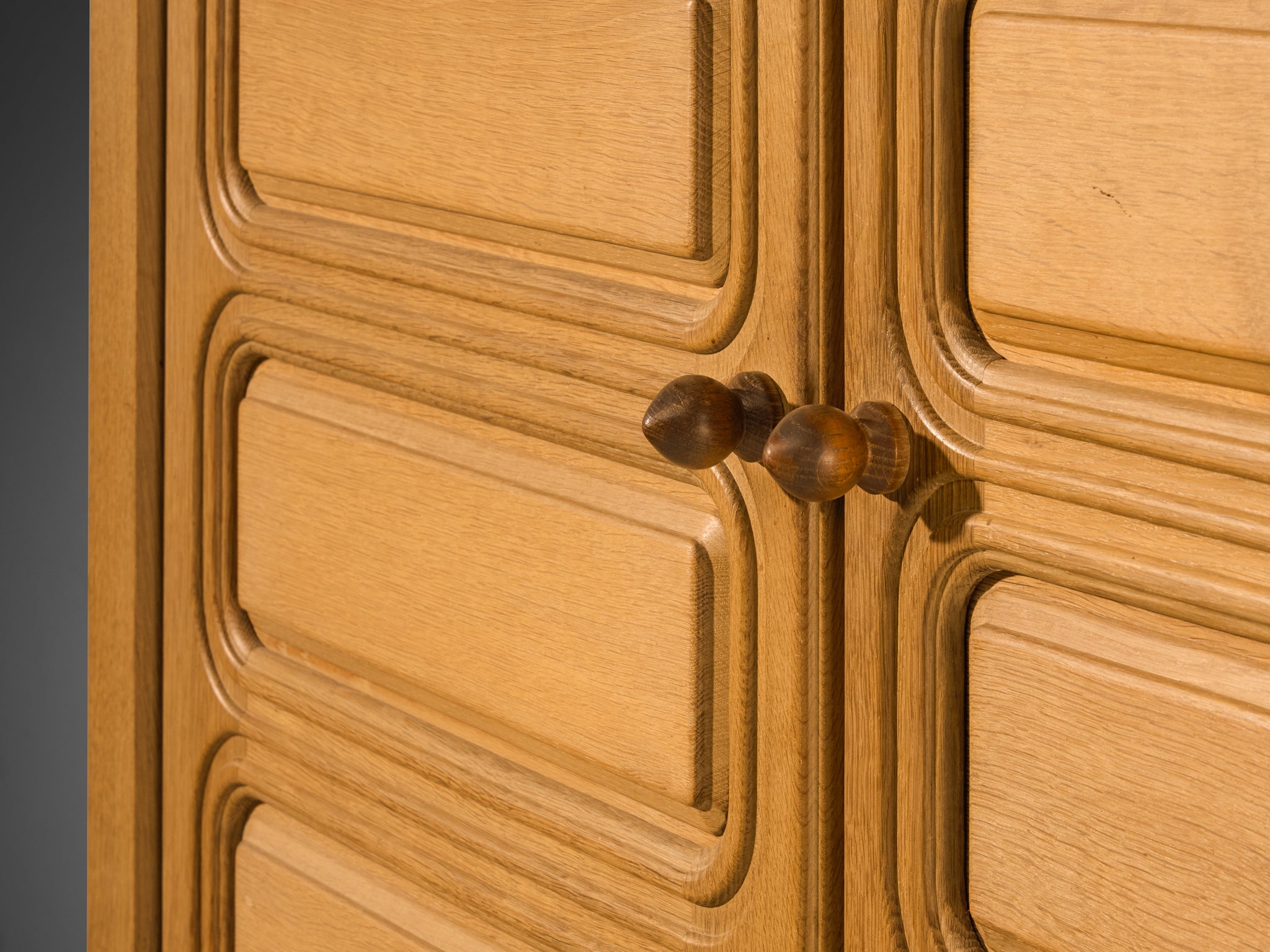 Guillerme & Chambron Highboard in Solid Oak and Brass