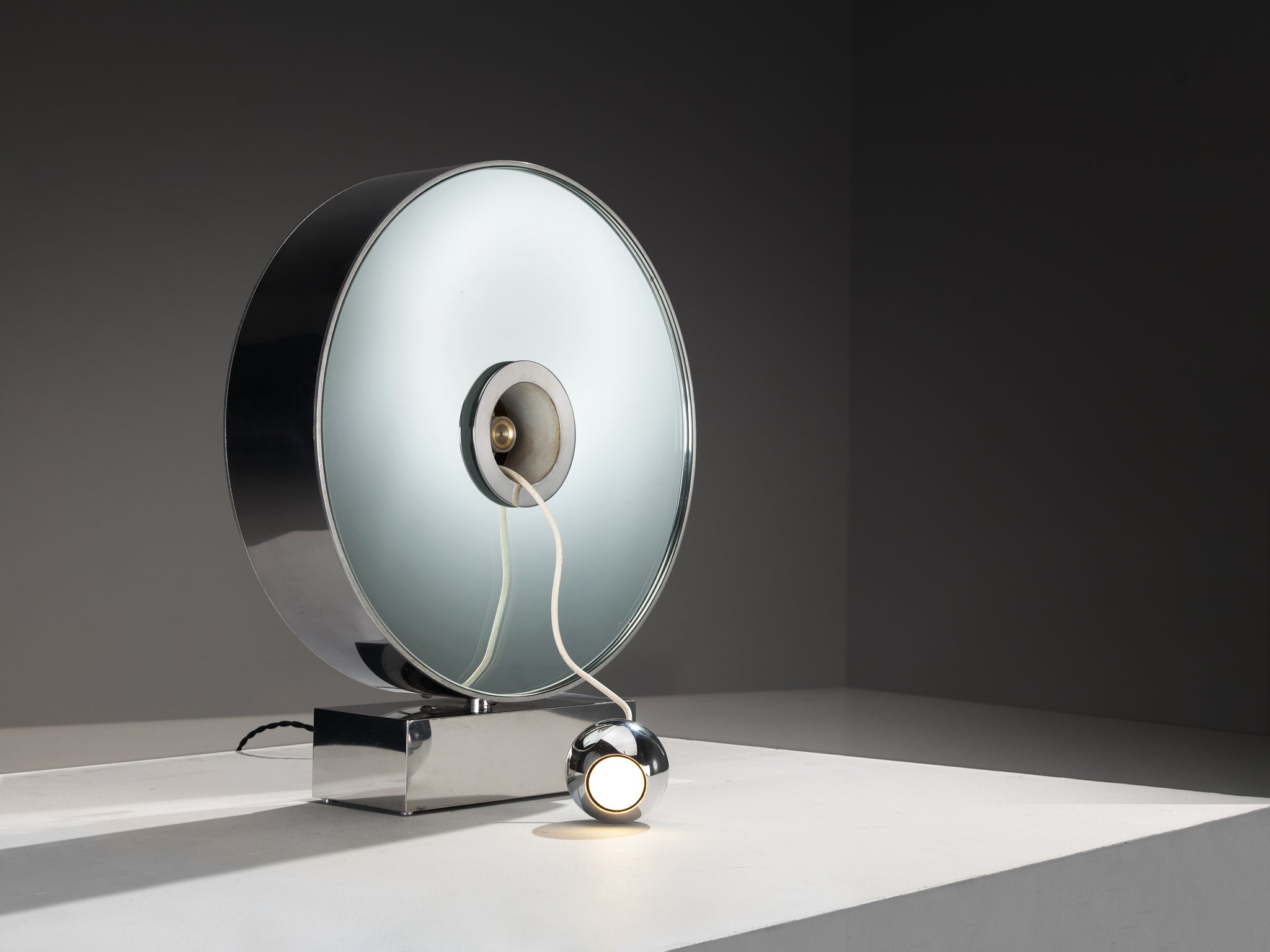 Rare Innocente Gandini for Arredoluce 'Sunlight' Table Lamp Mirrored Glass Lighting Morentz