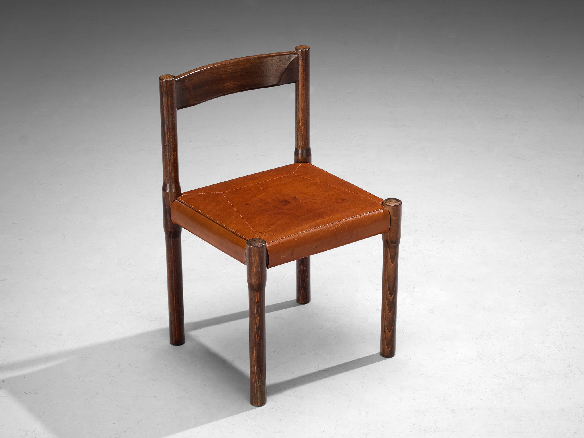 Vico Magistretti for Cassina Carimate Dining Chairs in Leather & Dark Wood Seating Morentz