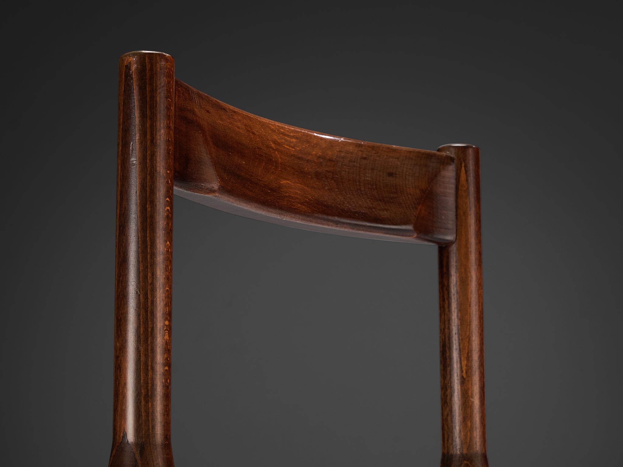 Vico Magistretti for Cassina Carimate Dining Chairs in Leather & Dark Wood Seating Morentz