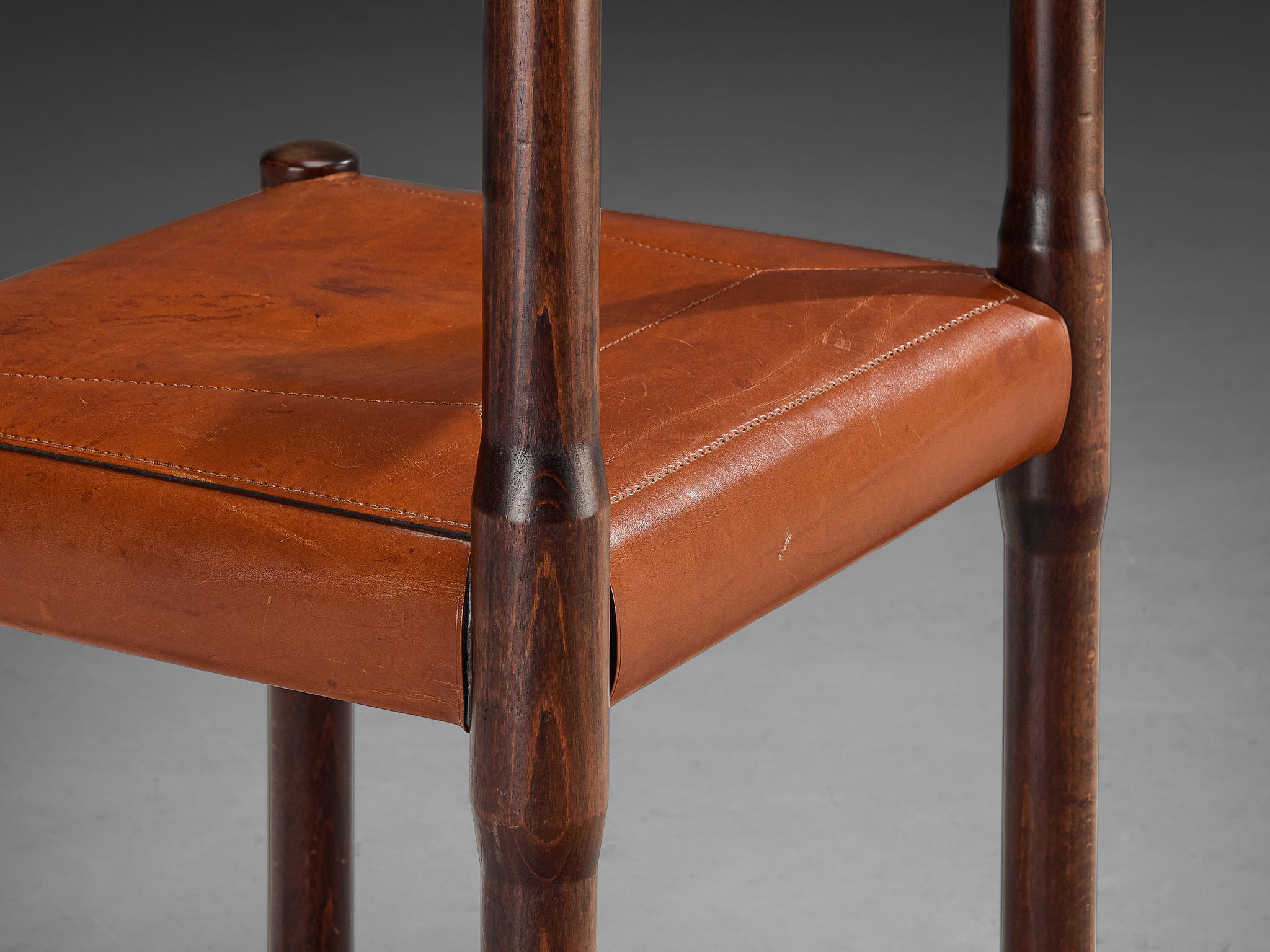 Vico Magistretti for Cassina Carimate Dining Chairs in Leather & Dark Wood Seating Morentz