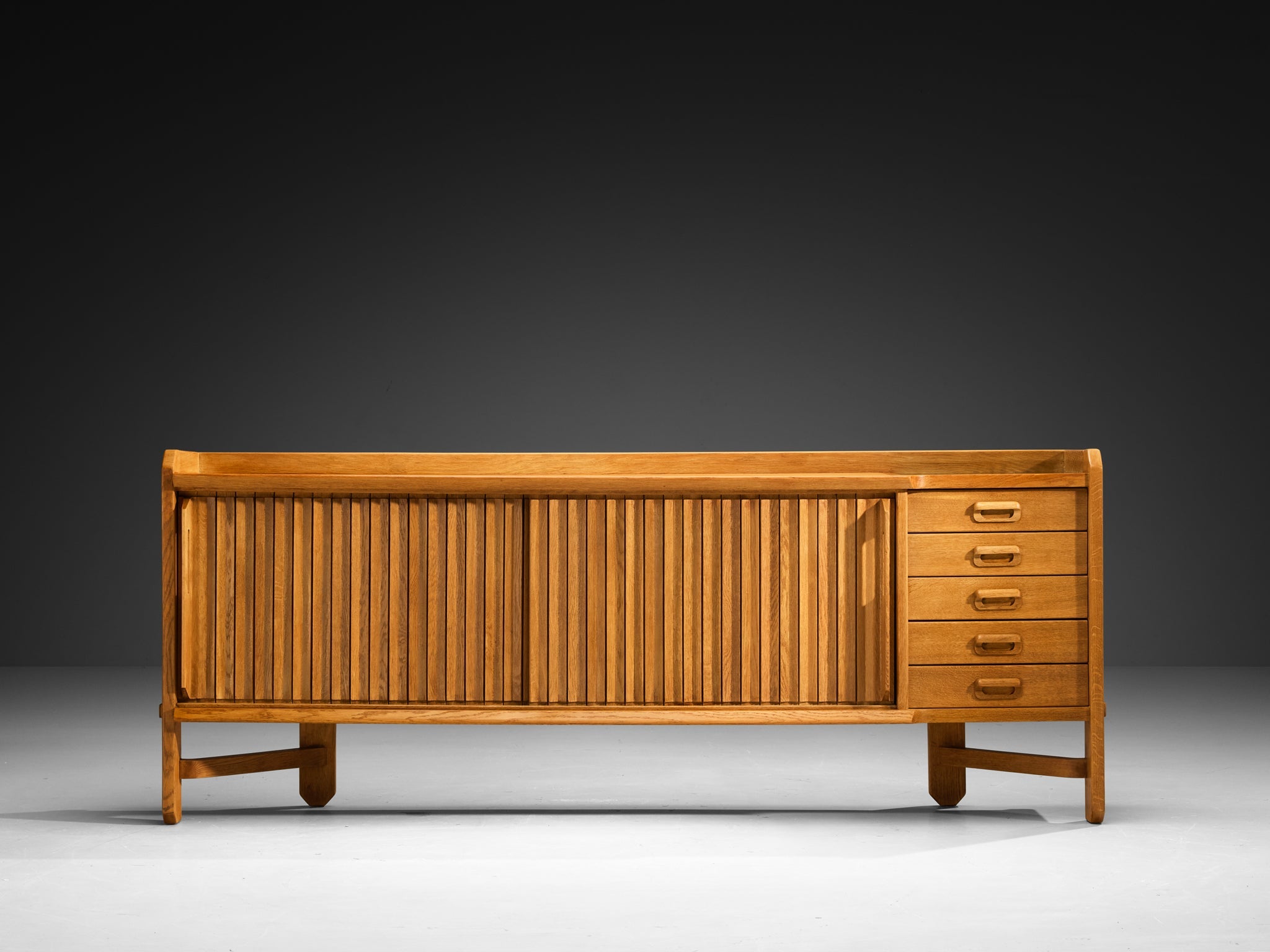 Guillerme & Chambron Sideboard in Solid Oak and Ceramic case pieces and storage cabinets Morentz
