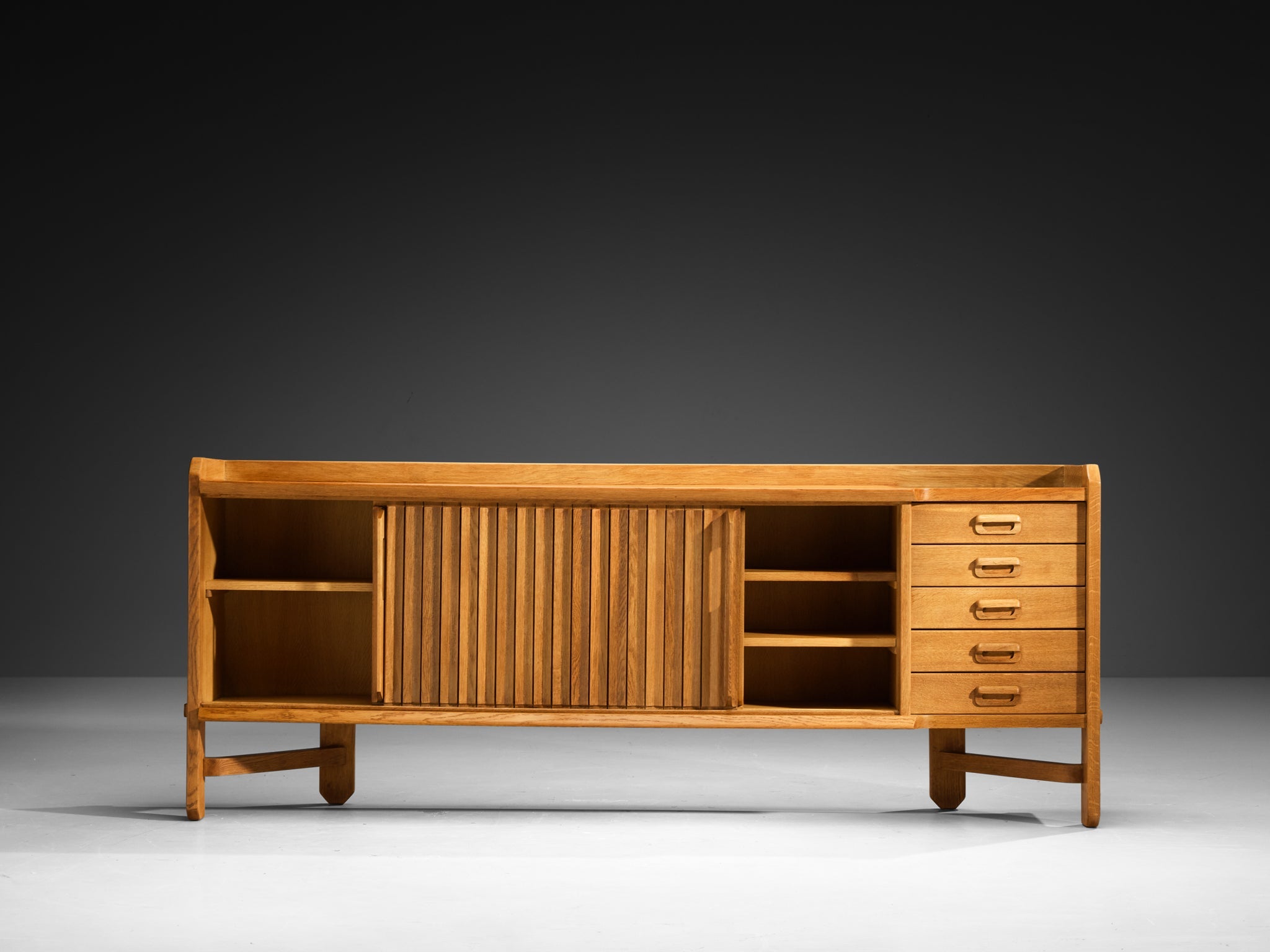 Guillerme & Chambron Sideboard in Solid Oak and Ceramic case pieces and storage cabinets Morentz